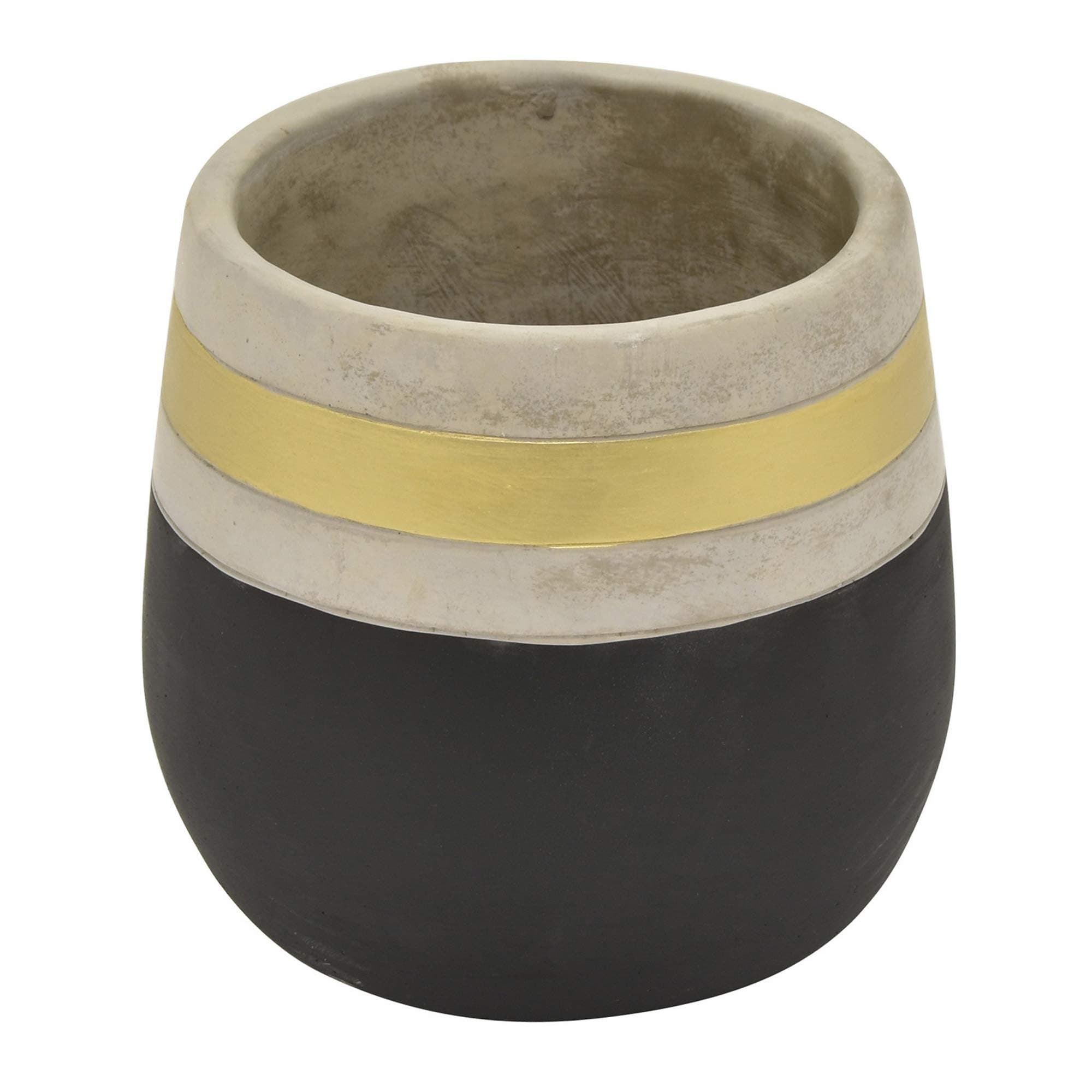 Three Hands 7.25" Flower Pot-Black & Gold-Black