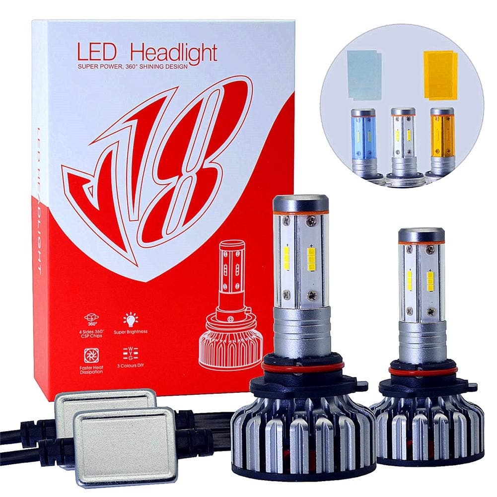 3 Color 9006 HB4 LED Headlight Bulbs Conversion Kit 100W 12000LM 360 degree,4 Sides LED CSP Chips - DIY 3000K Yellow/6000K White/8000K Blue Car Fog Lamp High & Low Beam Light Bulbs (9006/ HB4)
