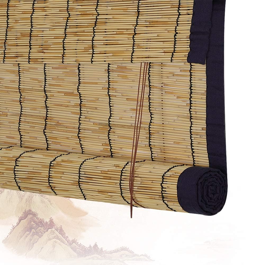 JIAJUAN Roller Blinds Natural Reed Matchstick Light Filtering Roll-up Roman Window Shades with Side Pull, Customizable, 2 Colors (Color : A, Size : 120X180CM)