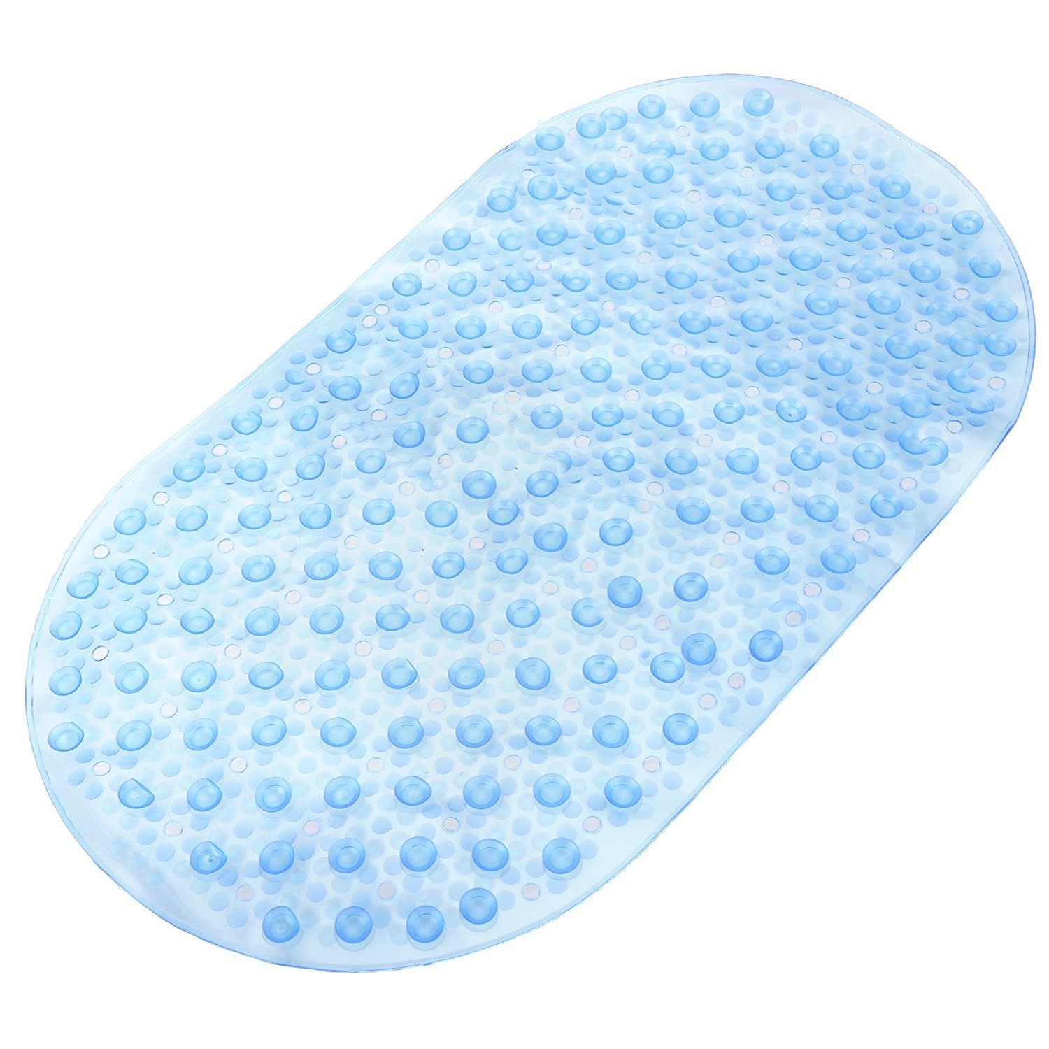 Redlution Ultra Soft Non-slip Safety Bath Mat Oval-shaped Antibacterial Bathroom Tub Shower Mat (Blue, 27"X15")