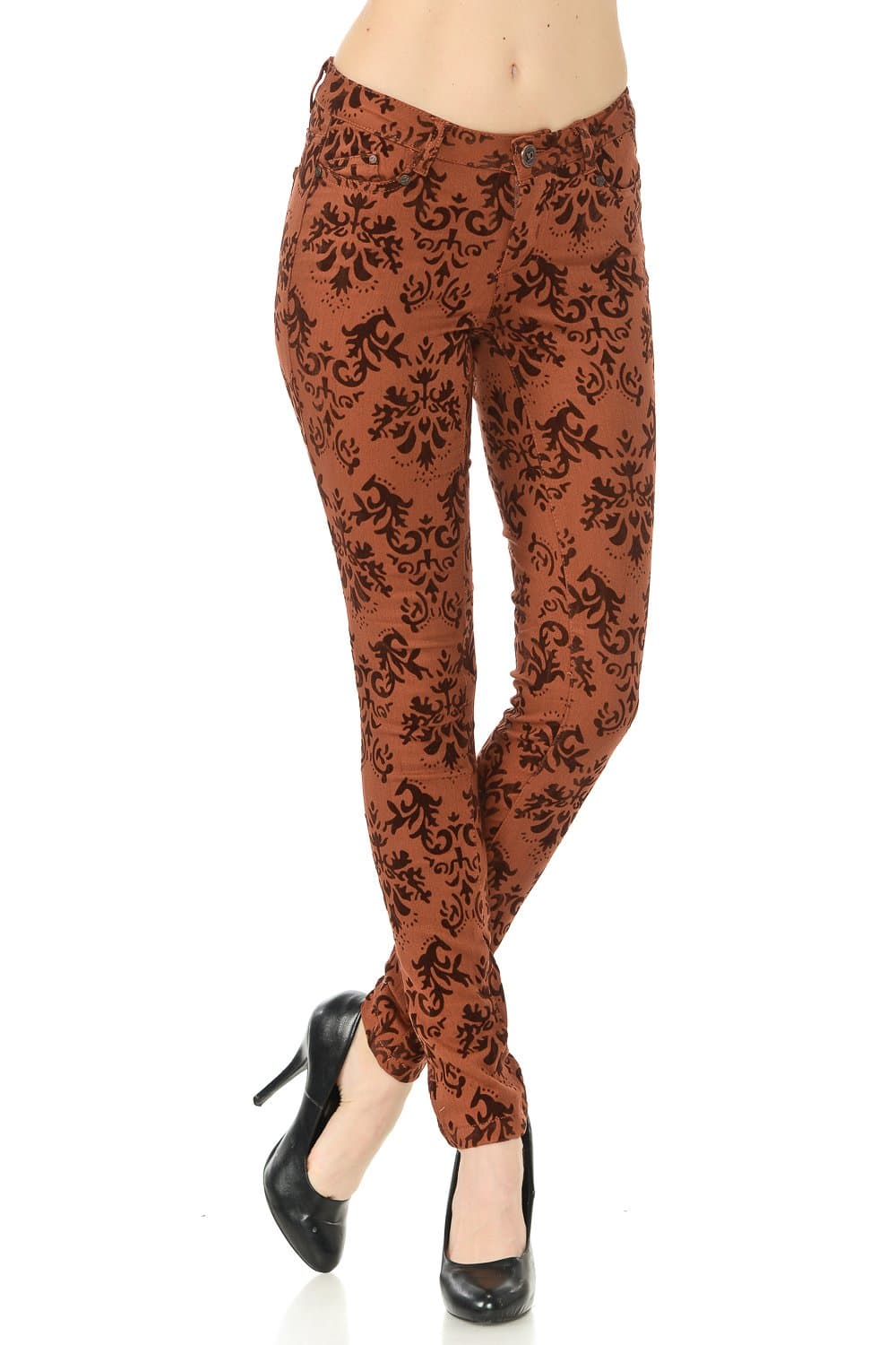 Women's Velvet Flocking Brocade Print Pants