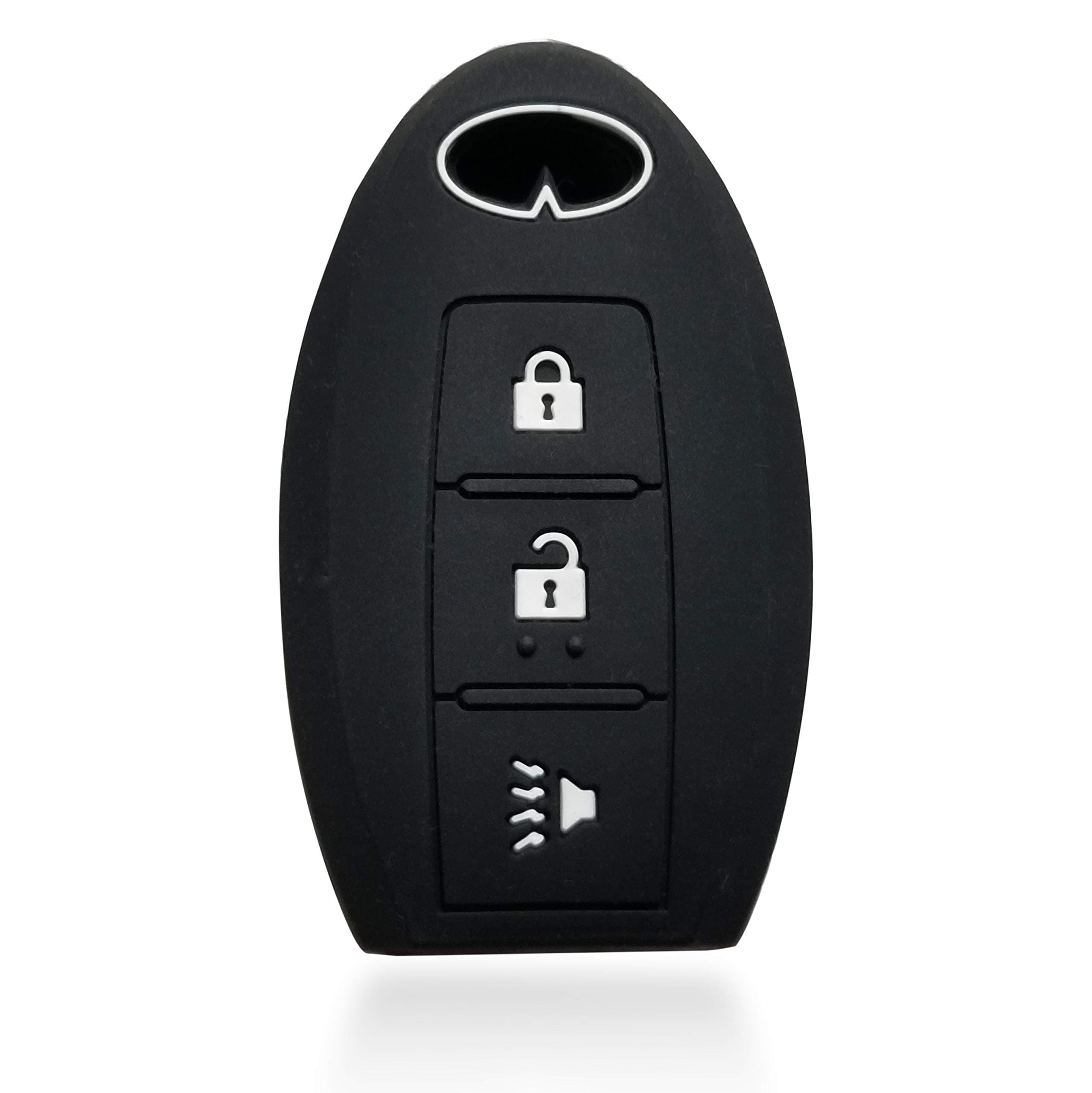 Massimiliano Incas Dobrev 3 Button Silicone Case Protector Cover Keyless Entry Car Rubber Skin Holder for Infiniti FX45 FX35 QX50 EX37 FX50 EX35 FX35 Smart Key Fob Remote (Black)