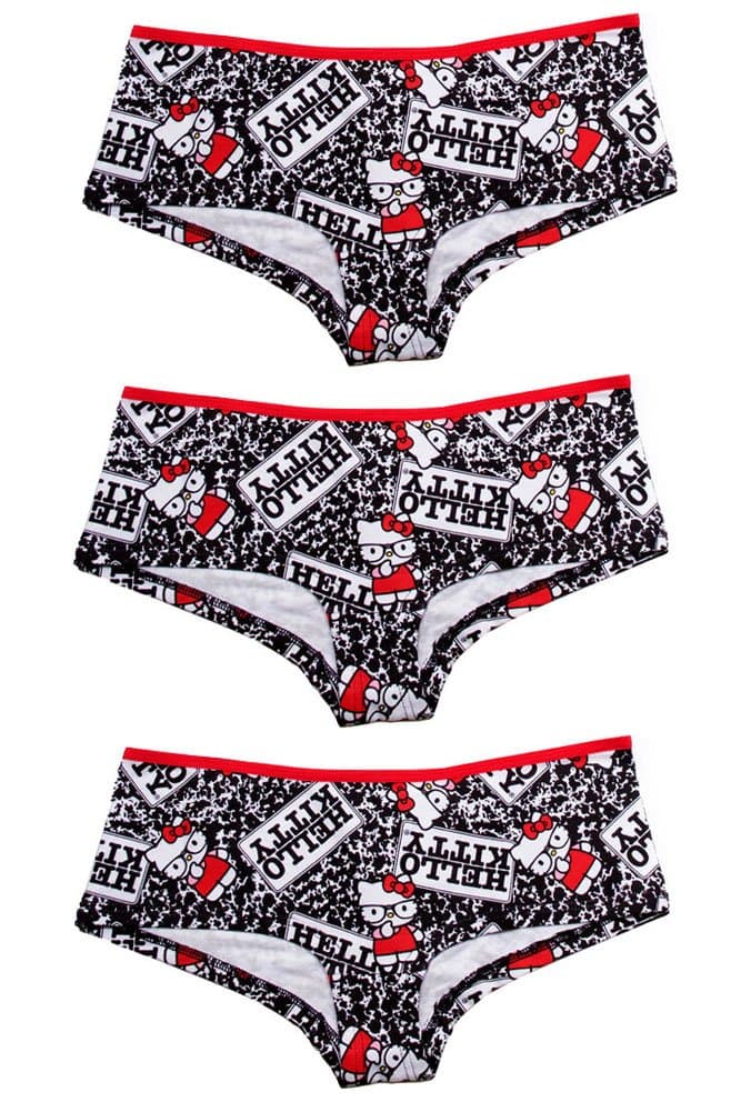 3pc Hello Kitty Licensed Cotton Seamless Red Bow Cute Cheeky Panties