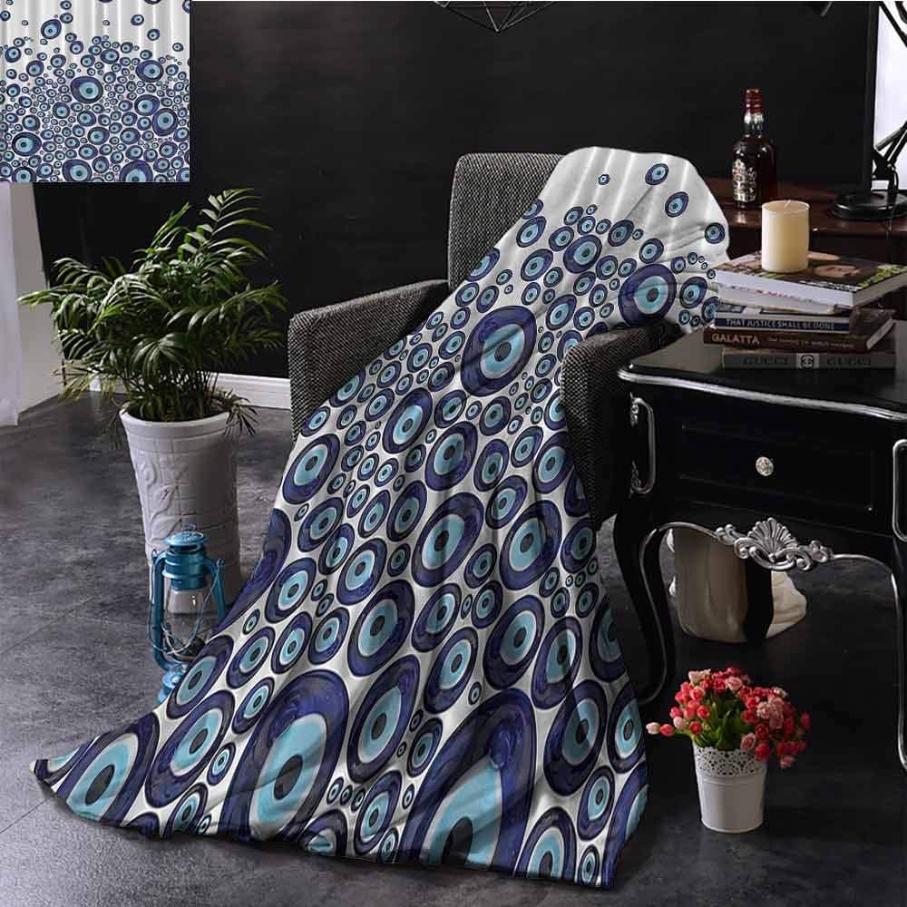 Xlcsomf Soft Blanket Blue Evil Eye Beads Protection Stones Hamsa Traditional Folk Art Easy to Carry Exclusive to Pinklim W40 x L60