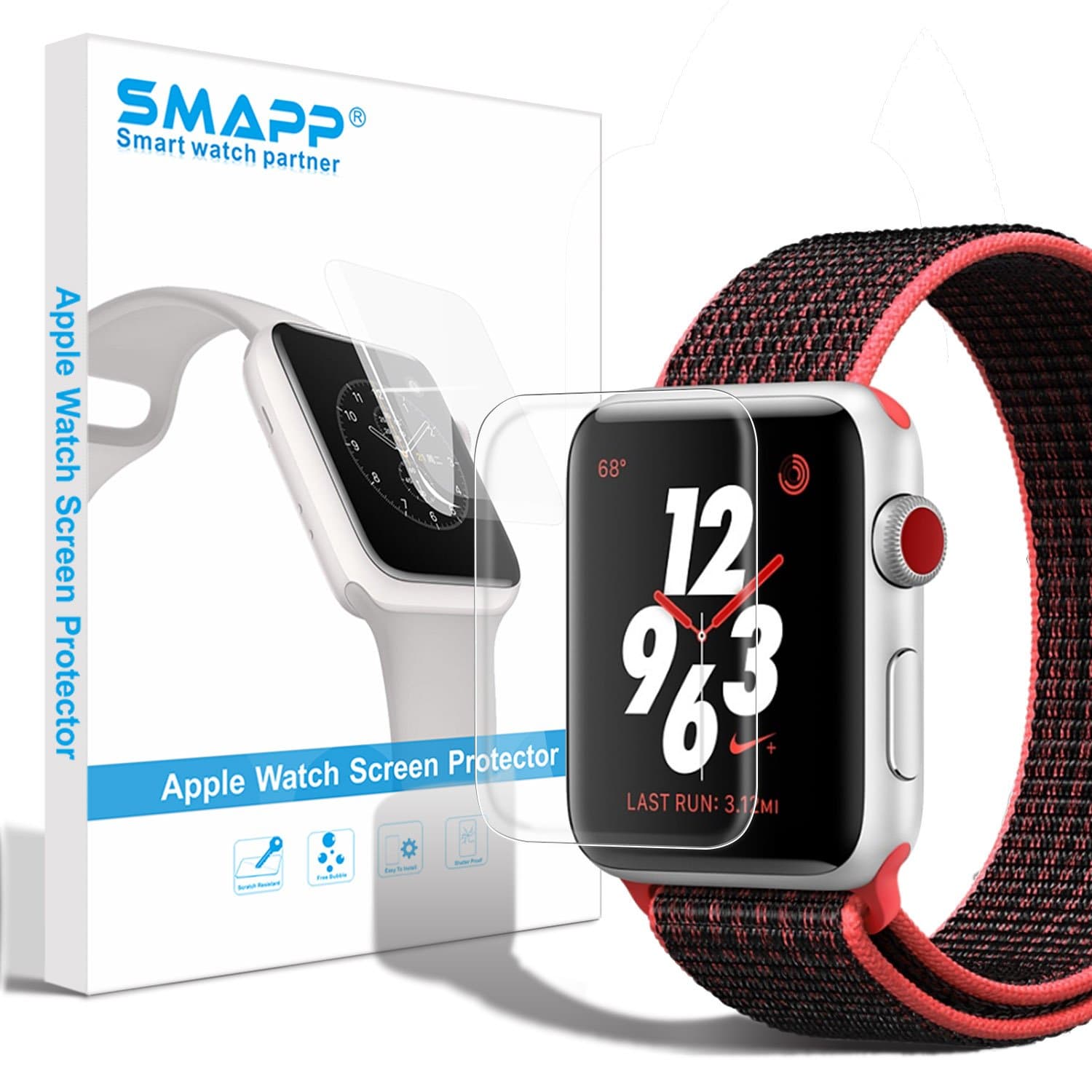 Apple Watch Screen Protector 42mm (Series 3/Series 2／Series 1),SMAPP Premium Screen Protector for Apple Watch 42 mm/Full Coverage/Explosion-Proof/Anti-Bubble (3-Pack) (42mm)