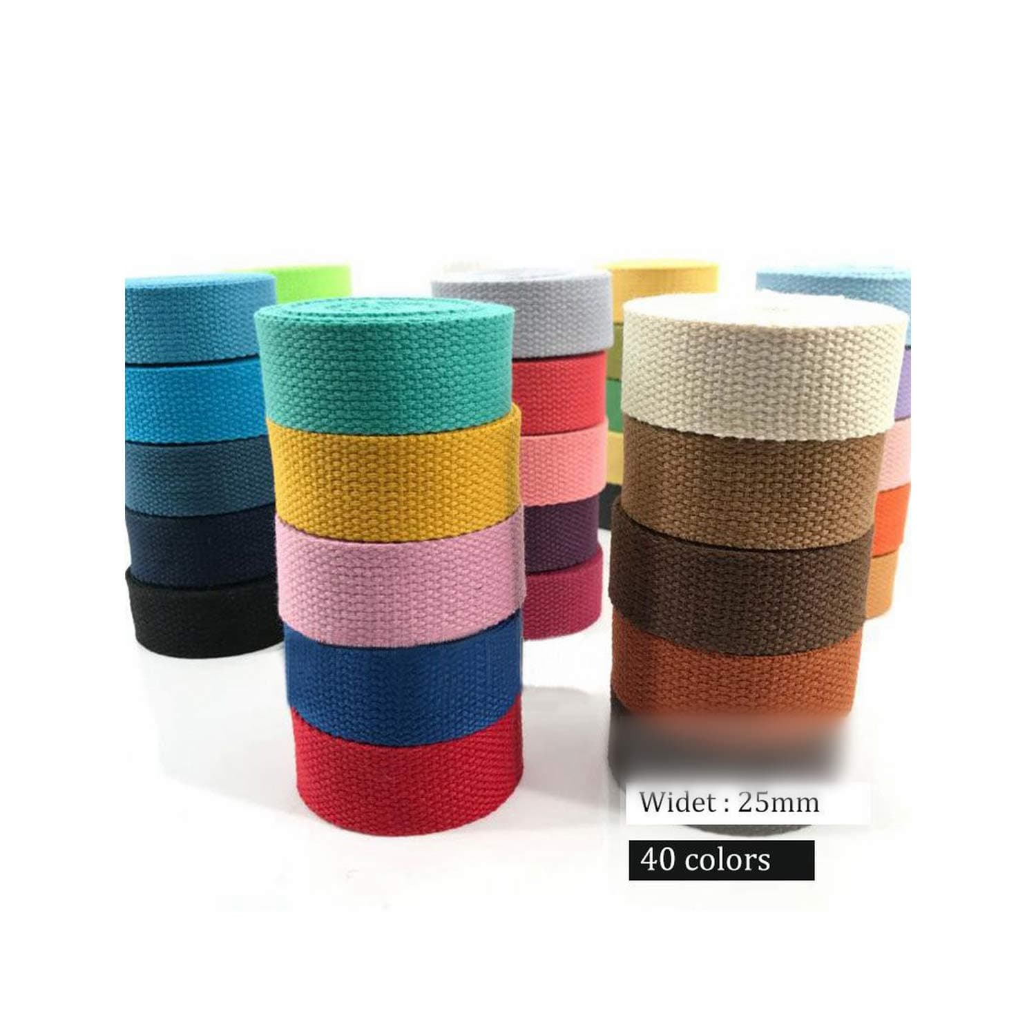 25Mm Canvas Webbing 10 Yards Length Heavy Canvas Webbing Strap Belting Bag Strap Tape for DIY Bag Luggage Colorful,A 10