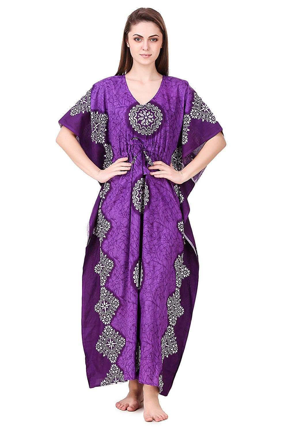 Women's Cotton Kaftan Nighty Purple