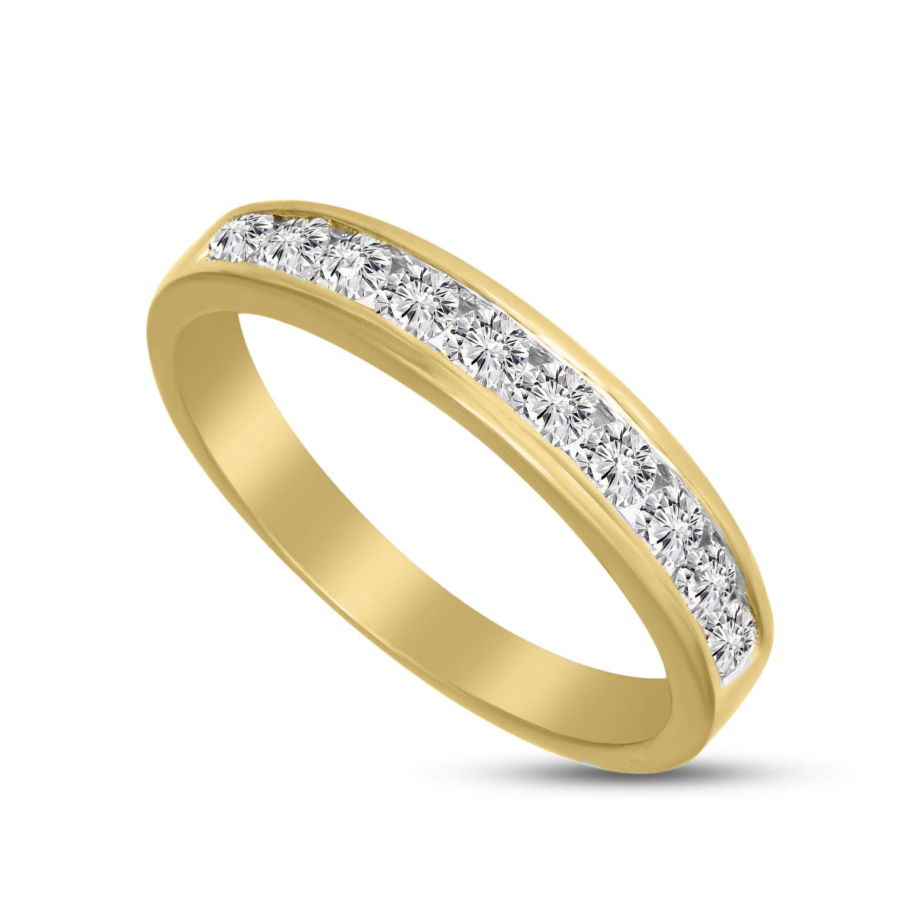 Lab Created Diamond Ring Luxury 1/2 Carat Lab Grown Designer Diamond Channel Ring VSSI-EF Quality Diamond 10K Yellow Gold Ring For Women