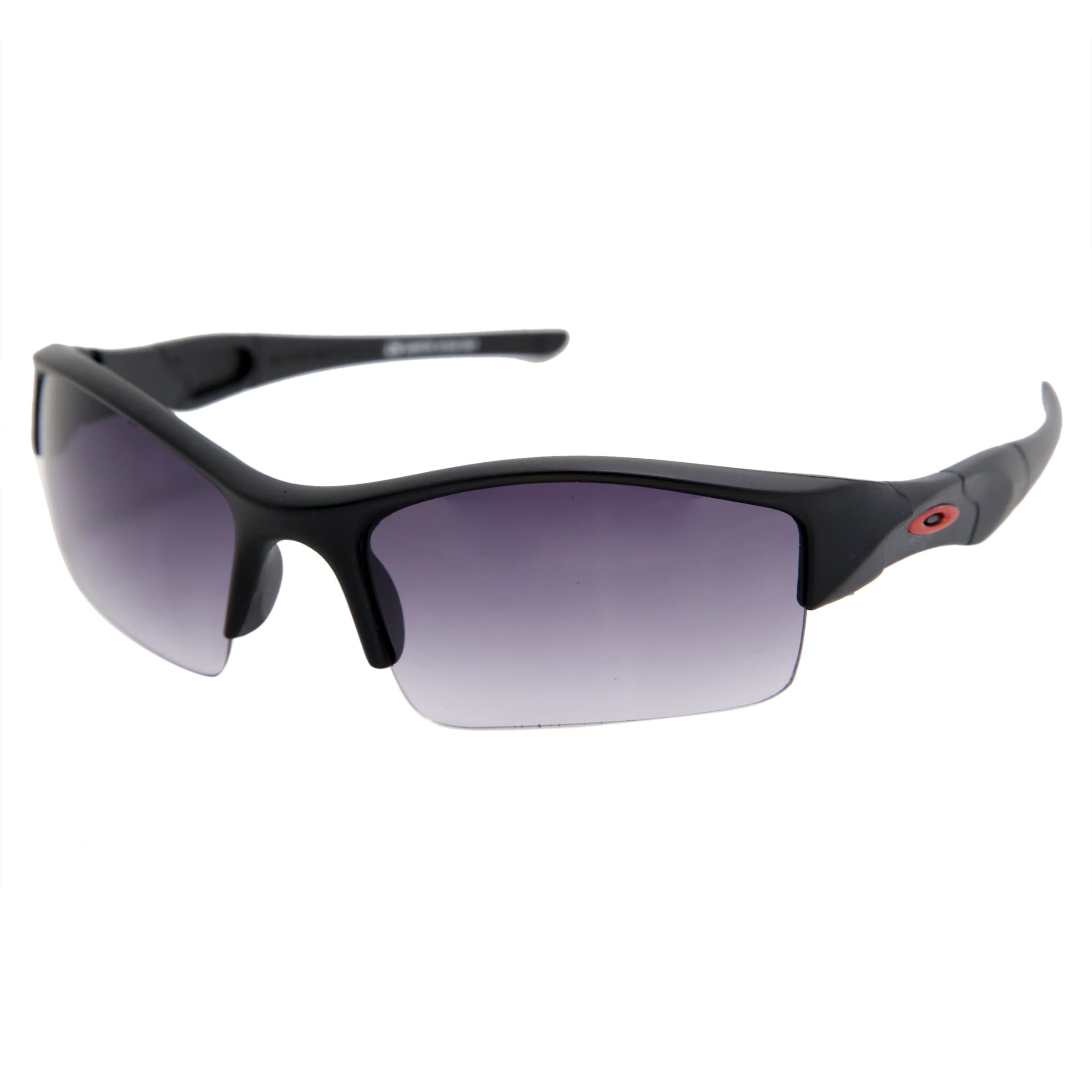 Mens UV Protective Wrap Around Sunglasses- (Black, Red, Grey Lens, 58)
