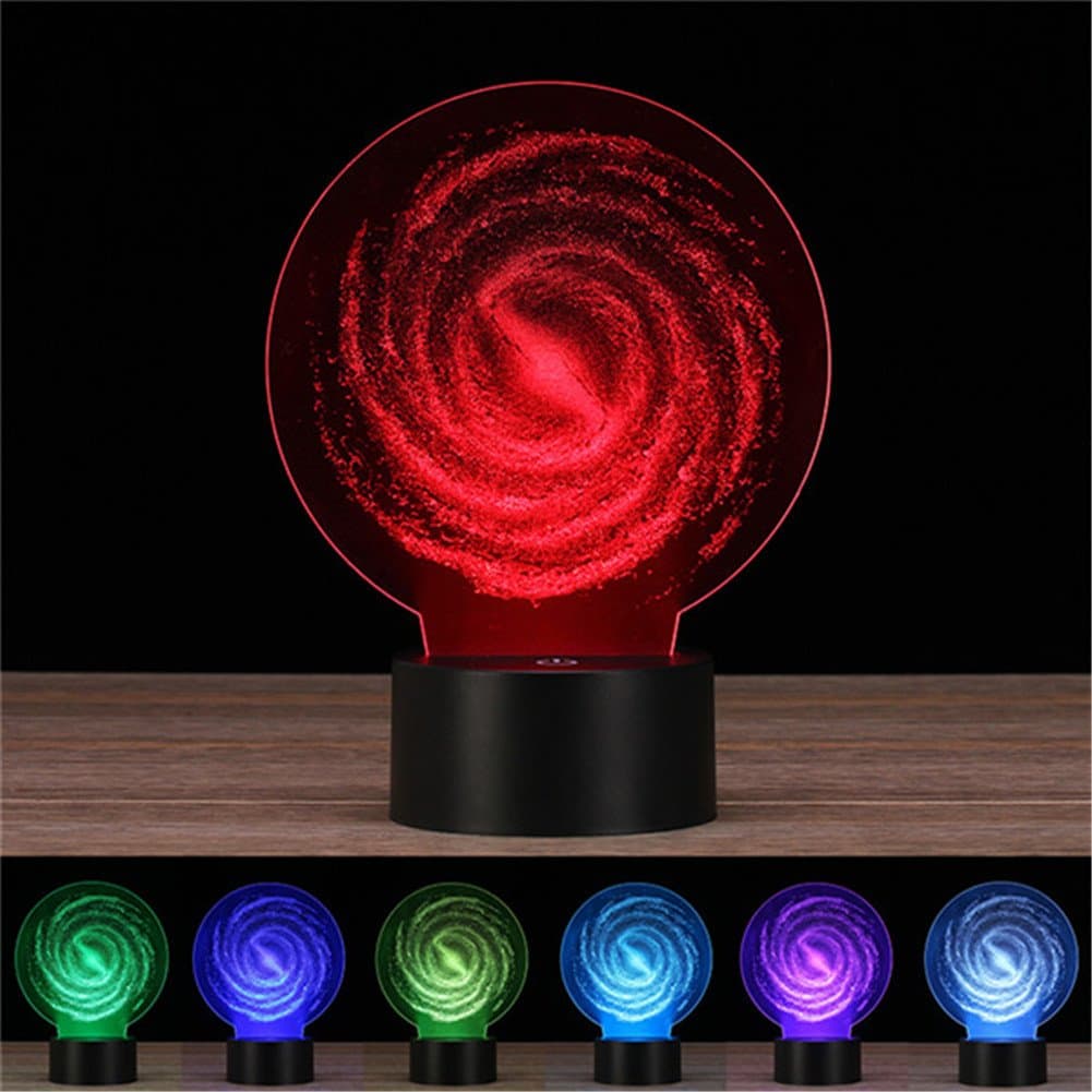 New Style 3D Laser engraving Night Light Thouch Table Desk Lamp &USB，Crenye 7 colors change for Holiday gifts (Milky Way)
