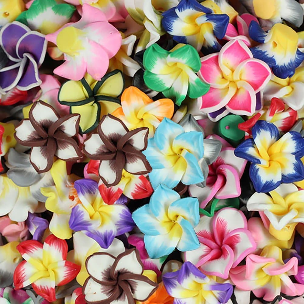 RUBYCA Mix Polymer Fimo Clay 5-Leaves Flower Spacer Loose Beads 15mm for DIY Jewelry Making 200pcs