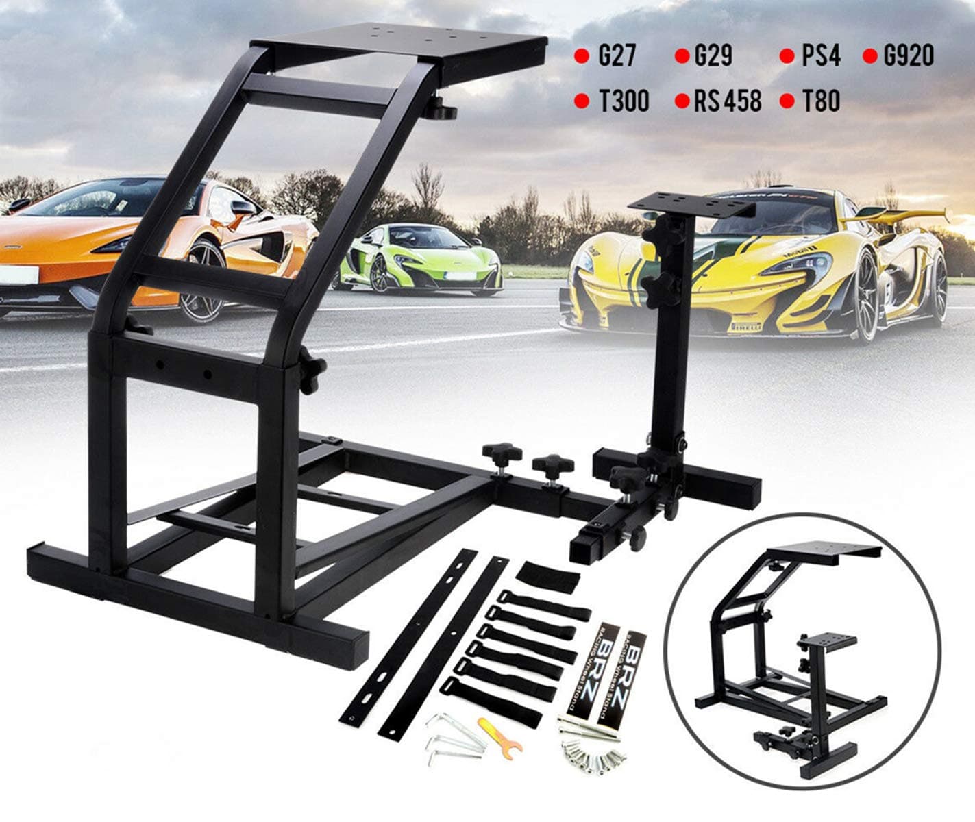 Updated versionMini GT Art Racing Simulator Steering Wheel Stand for G29 G920 T300RS T80
