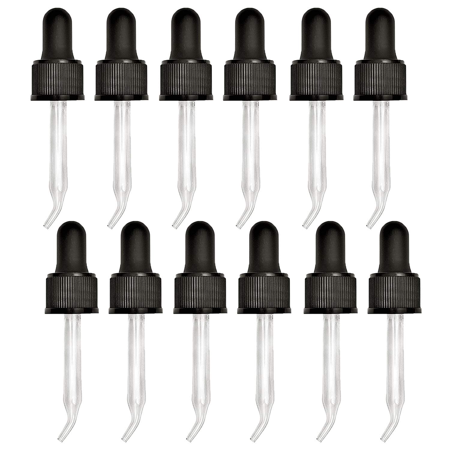 Holistic Oils Eye Dropper | Leak proof Essential Oil Bent Tip Glass Dropper for 15ml Bottles | Compatible with doTERRA, Young Living, Plant Therapy and Other Brands. (12 PACK)