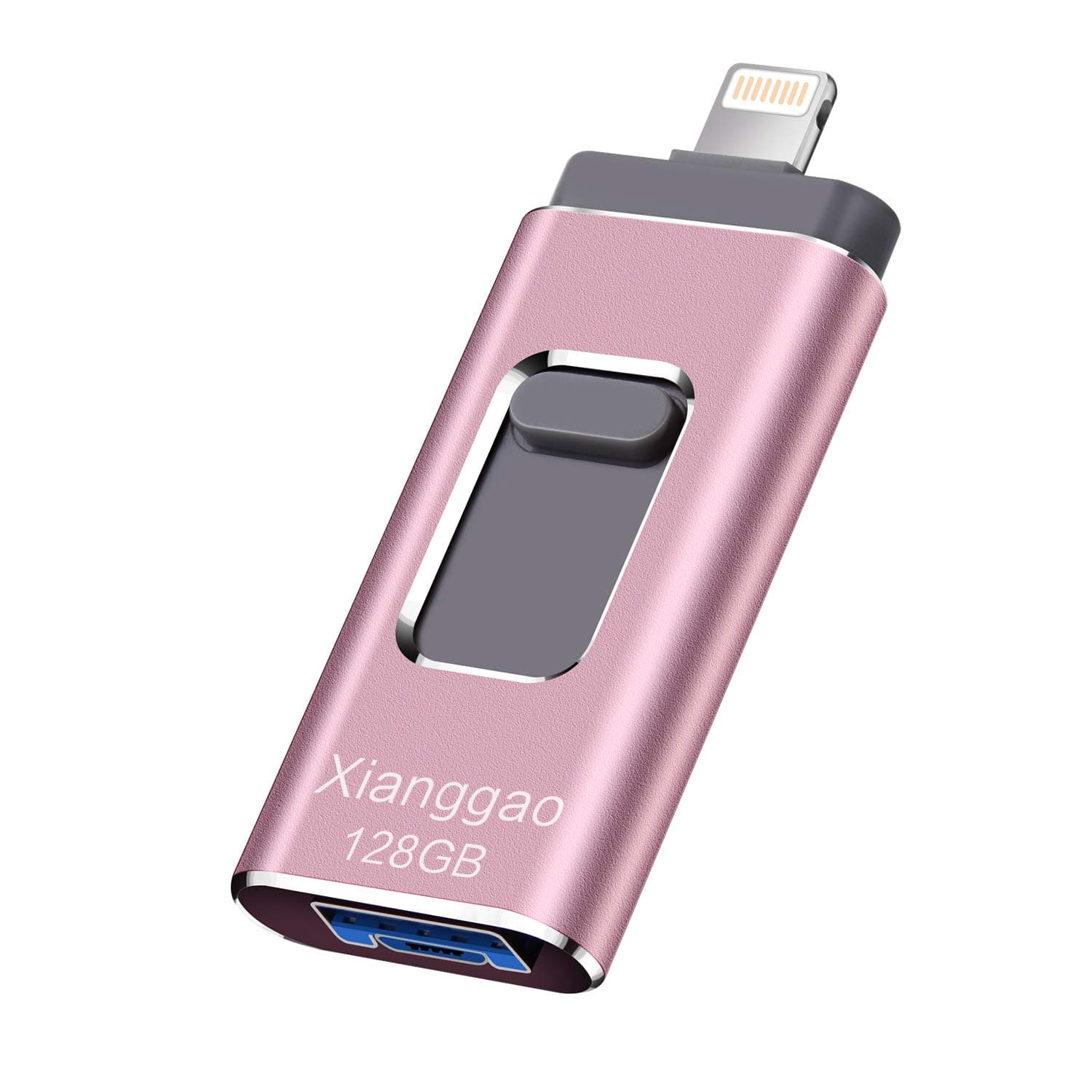 iOS Flash Drive for iPhone Photo Stick 128GB Memory Stick XiangGao USB 3.0 Flash Drive Lightning Memory Stick for iPhone iPad Android and Computers (Silver-128GB1)