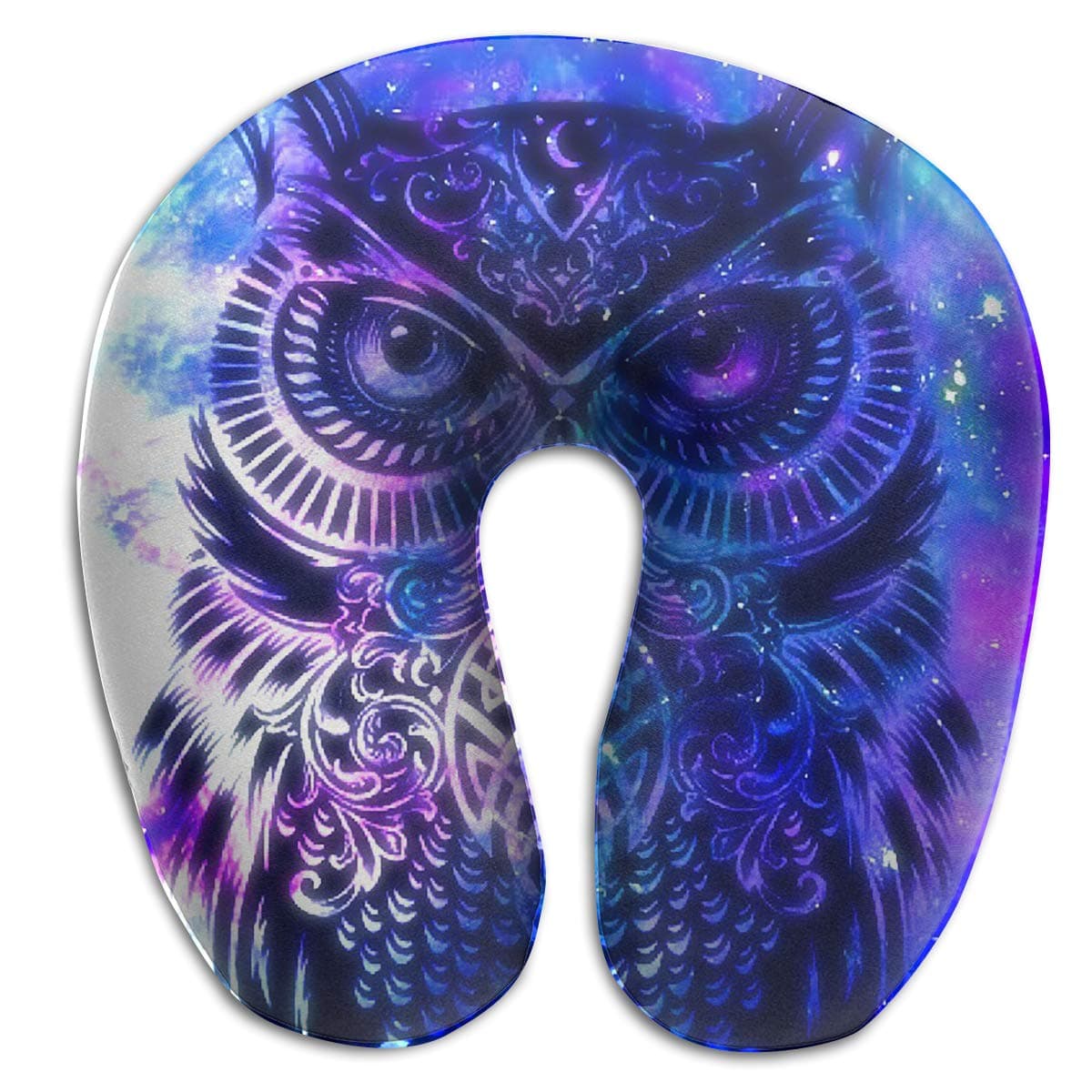 DMN U-Shaped Neck Pillow Blue Owl Pillows Soft Portable for Travel Reading Sleeping