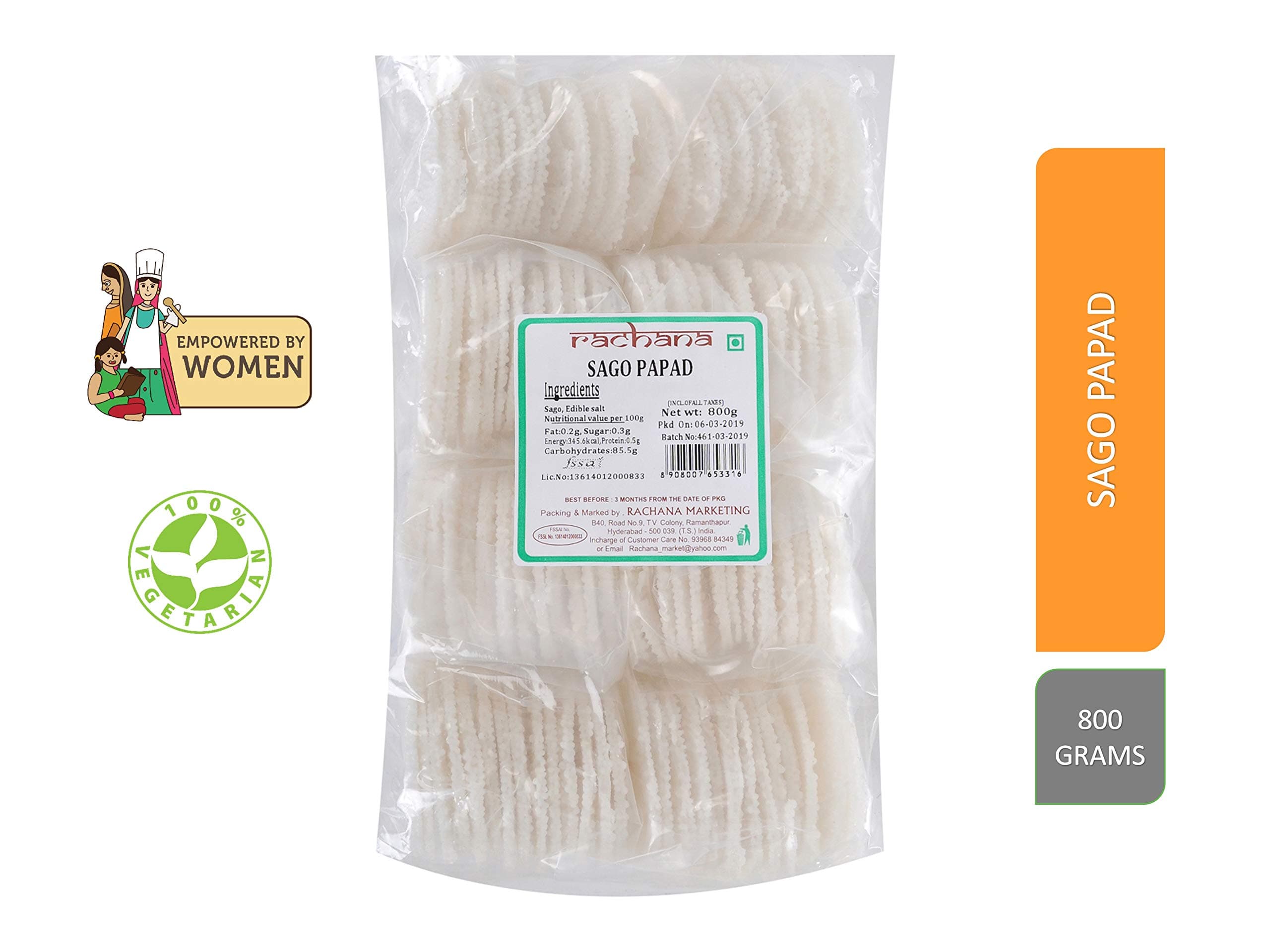 Rachana Sago Papad, 800 Grams