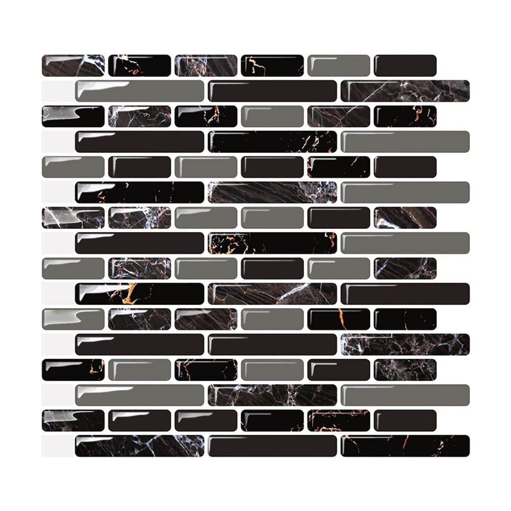 3D Self Adhesive Wall Tile Sticker, 10.63" X 10" Peel and Stick Vinyl Wallpaper Anti Mold Bathroom Dinning Room Kitchen Hotel Decoration (1 Sheet U042)