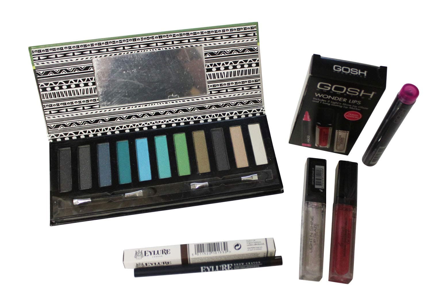 Makeup Bundle – Technic Fashionista Eyeshadow Palette – Gosh Wonder Lips – Eylure London Eyebrow Crayon