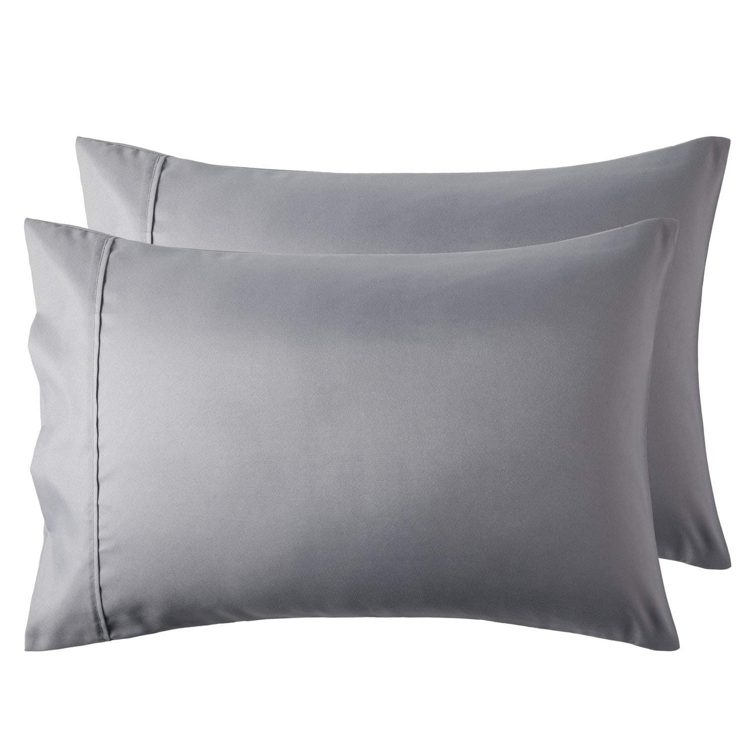 Bedsure Silver Grey Pillowcase Set - Standard Size (20x26 inches) Bed Pillow Cover - Brushed Microfiber, Wrinkle, Fade & Stain Resistant - Envelop Closure Pillow Case Set of 2OEKO-TEX STANDARD 100