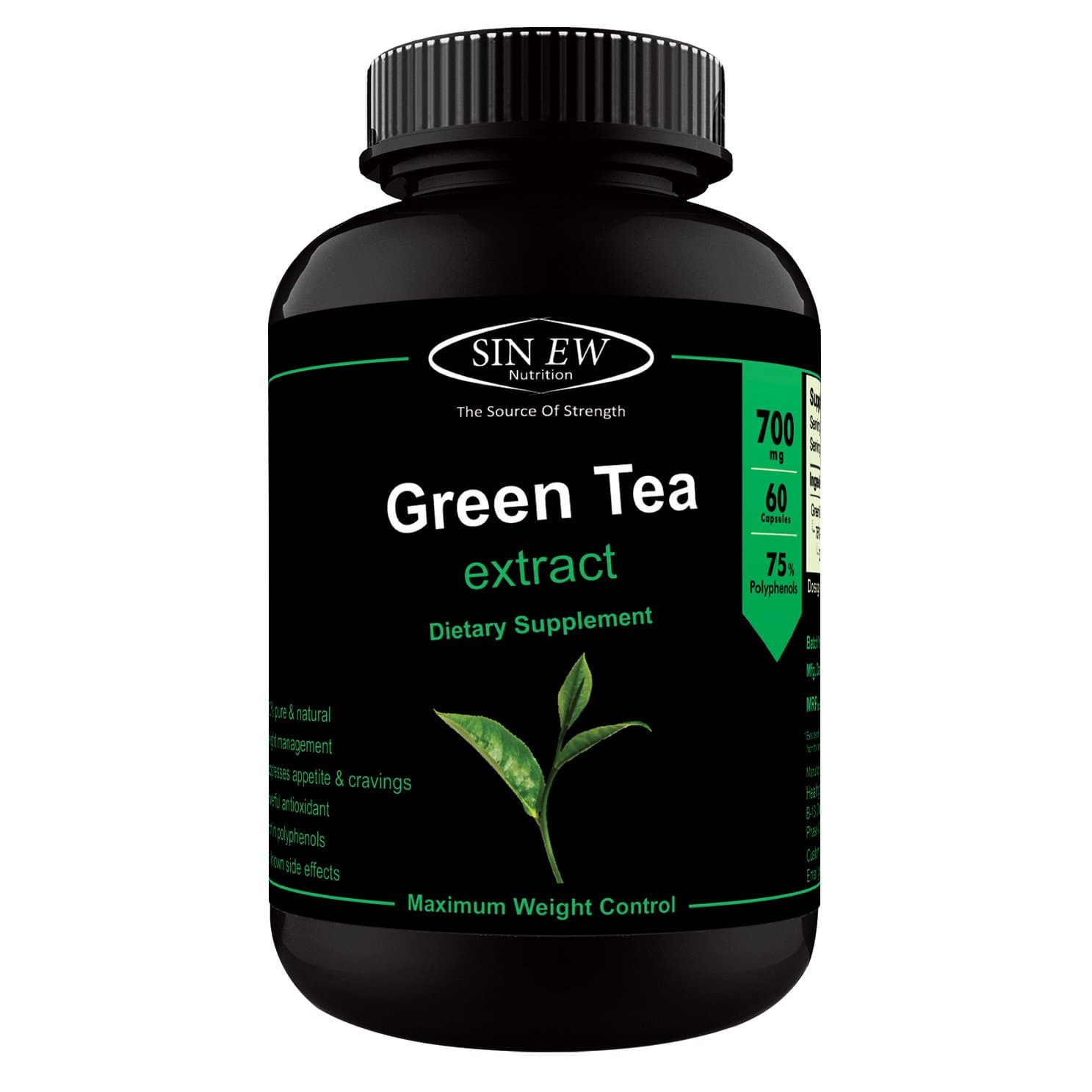 Sinew Nutrition Green Tea Extract 700 mg (60 Count), 100% Pure & Natural Weight Management & Appetite Suppressant Supplement