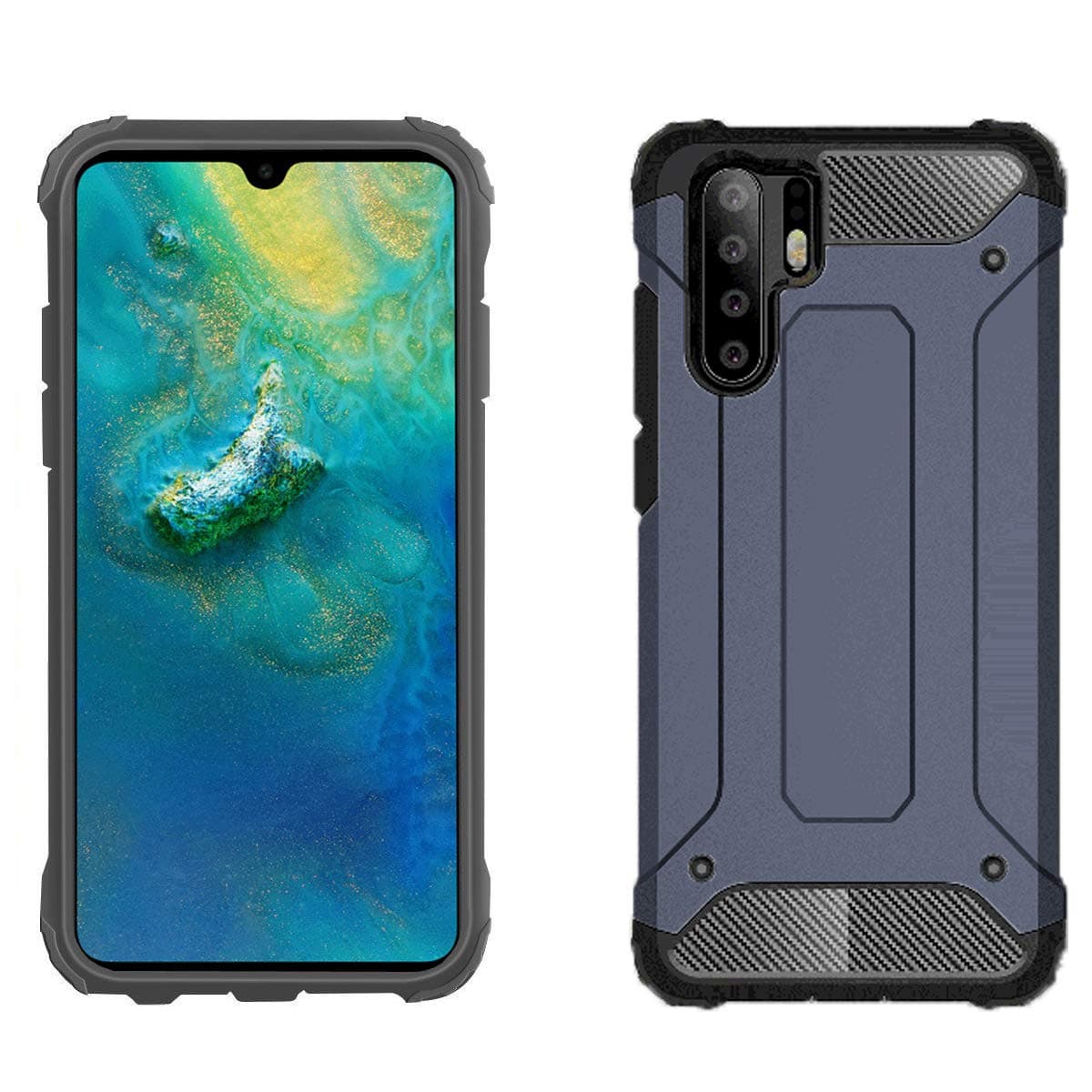 iPro Accessories P30 Pro Case, P30 Pro Armor Case, [Survivor] [Dual Layer] [Shockproof] [Hard Back] Military-Duty Case - Impact Resistant Hybrid Heavy Duty [armor case] Cover (BLUE)