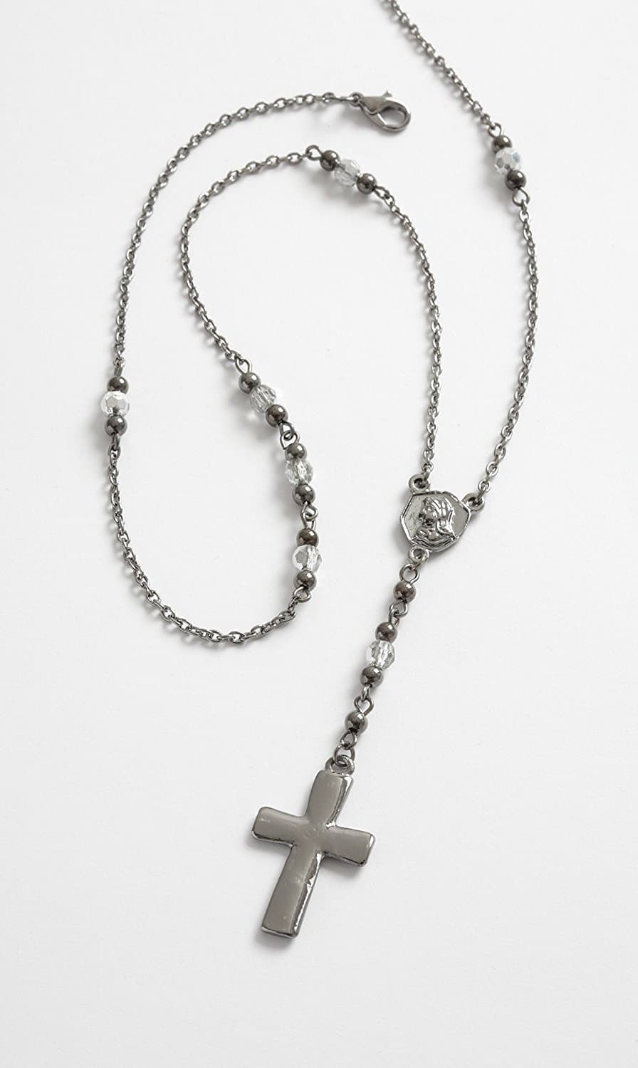 Fancy Rosary Bead Chain With Hematite Cross ~ 1 Supplied