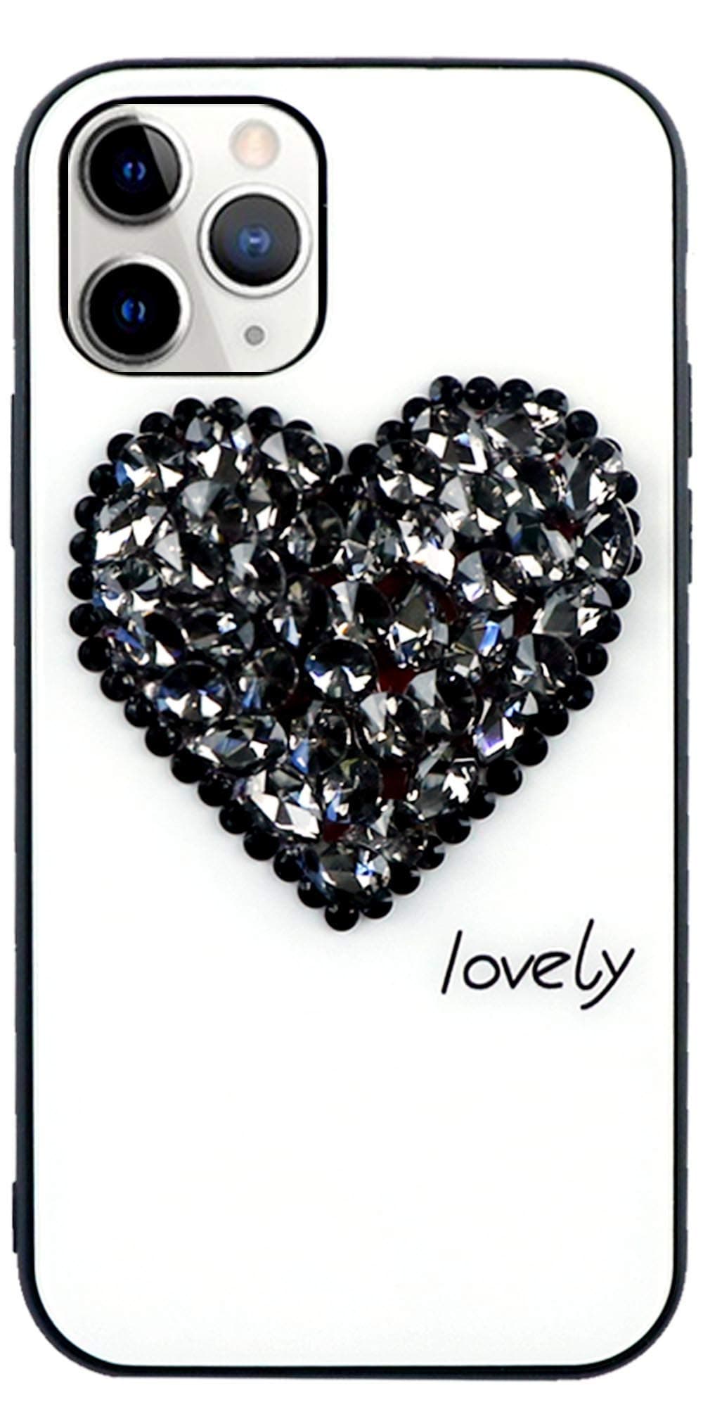 FSAMOUR 11pro Phone Case Compatible with Apple iPhone 11 pro Cases Protective 5.8 inch 2019 Cover Bumper 3D Luxury Love Heart Glitter Bling Rhinestone Diamonds 11P P Phone iPhone11pro (Black)
