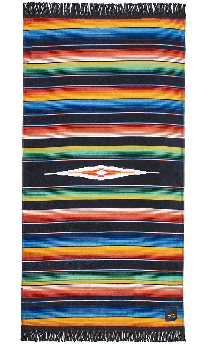 Slowtide - Joaquin Beach Towel | 100% Cotton Velour - Hanging Loop - 60 x 30 Inches - Fringe Detail