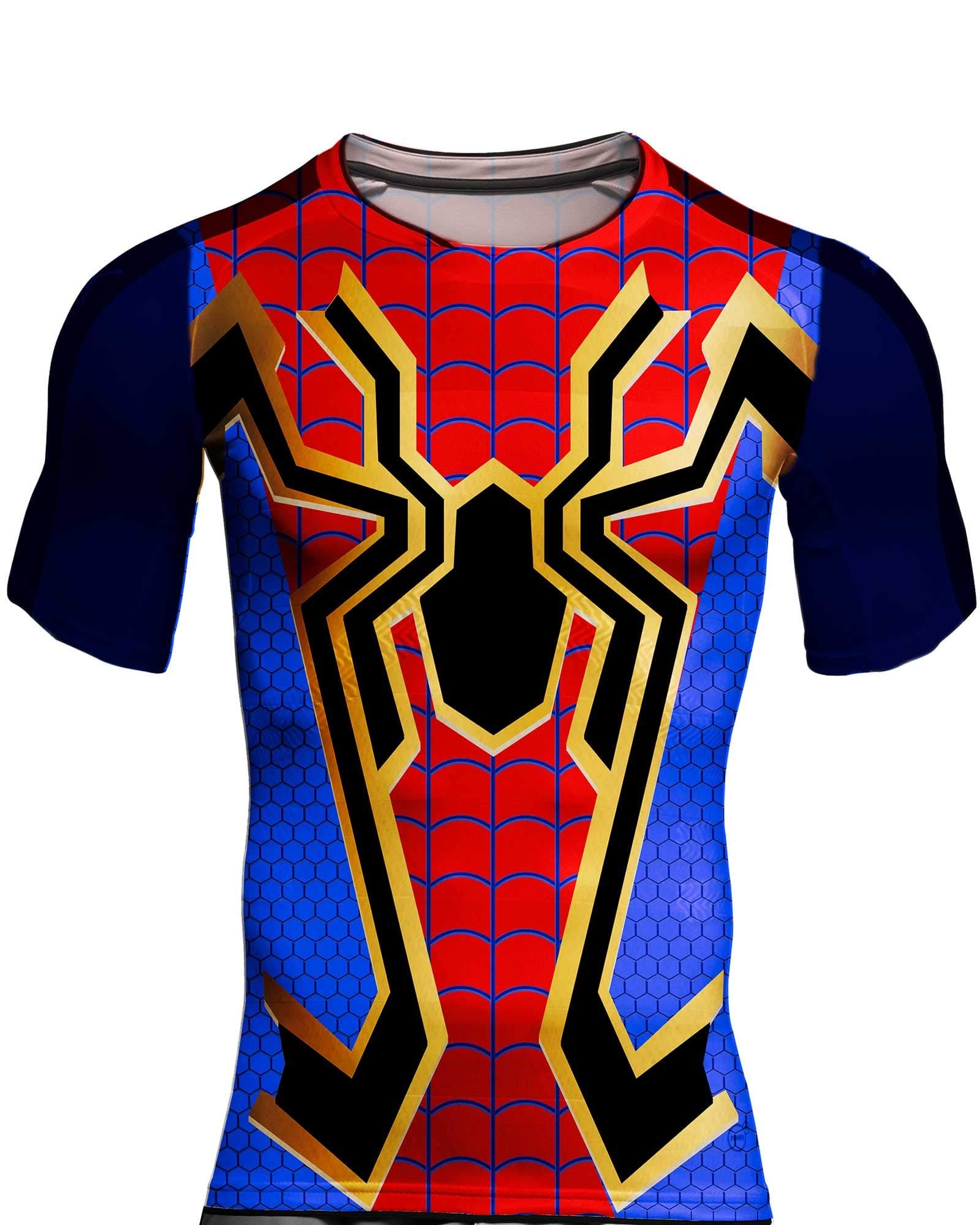 Boy's T-Shirt Spider-Man Full Front All Over Printed Micro-PP Sleeves and Back Bio-Washed Cotton Blue