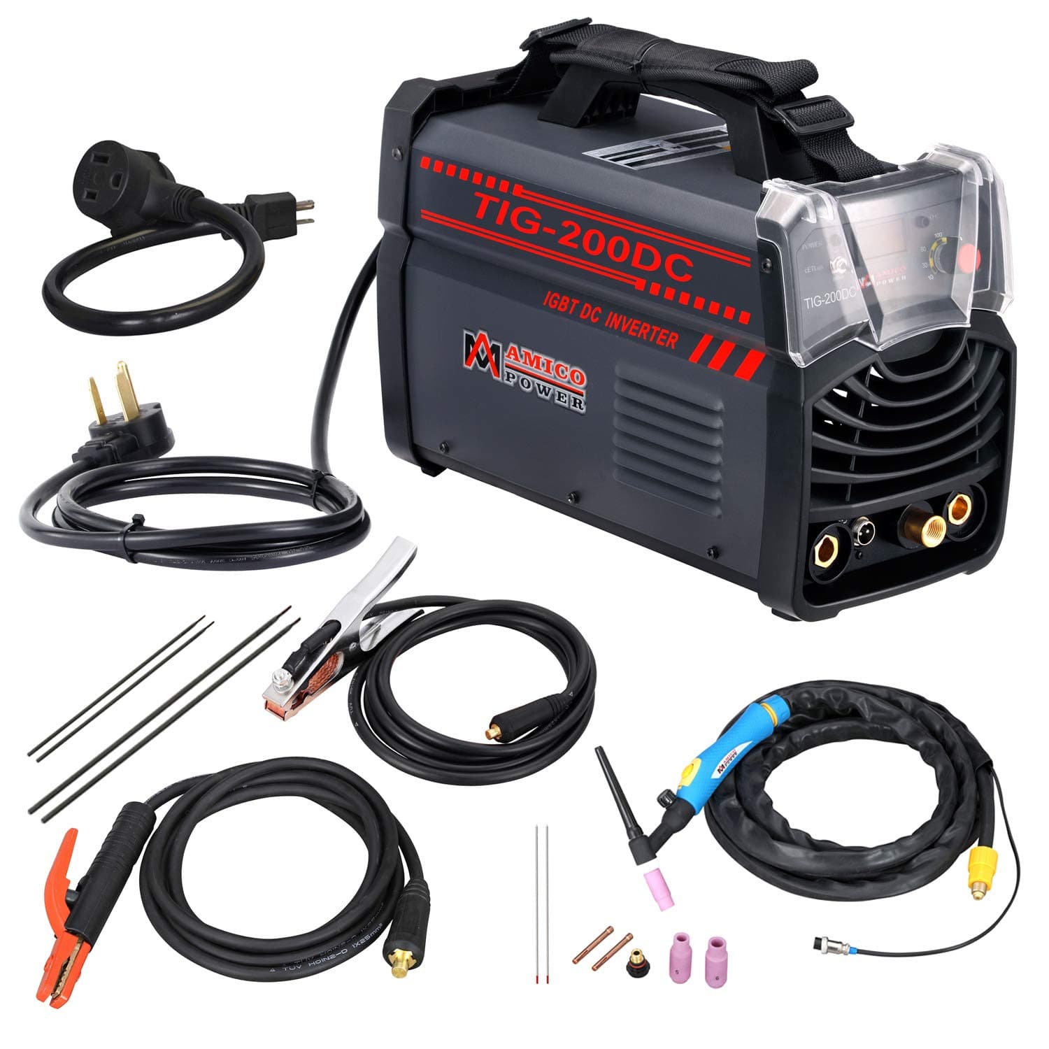 Amico TIG-200DC, 200-Amp TIG-Torch Stick Arc DC 2-in-1 Combo Welder, 115V & 230V IGBT Welding Machine