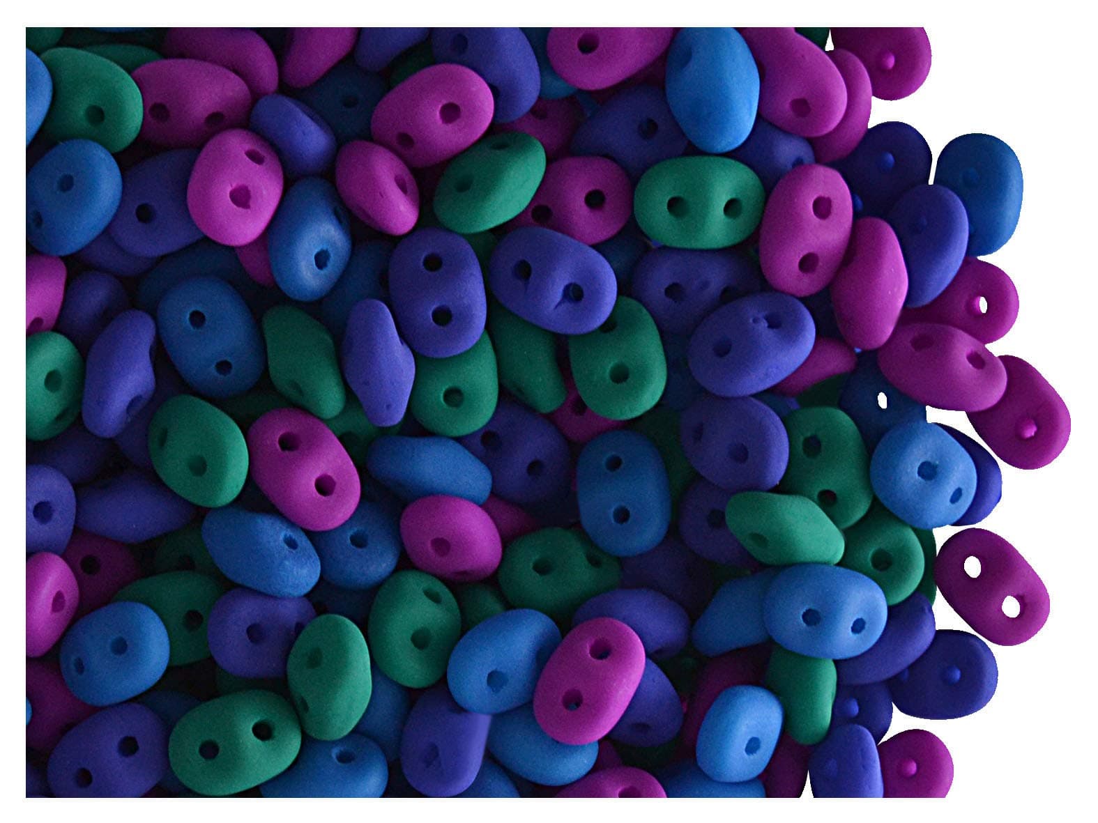 10 Grams (0,35 Ounces) Czech Two-Hole Seed Beads SuperDuo 2.5x5 mm Neon Matte Dark Mix