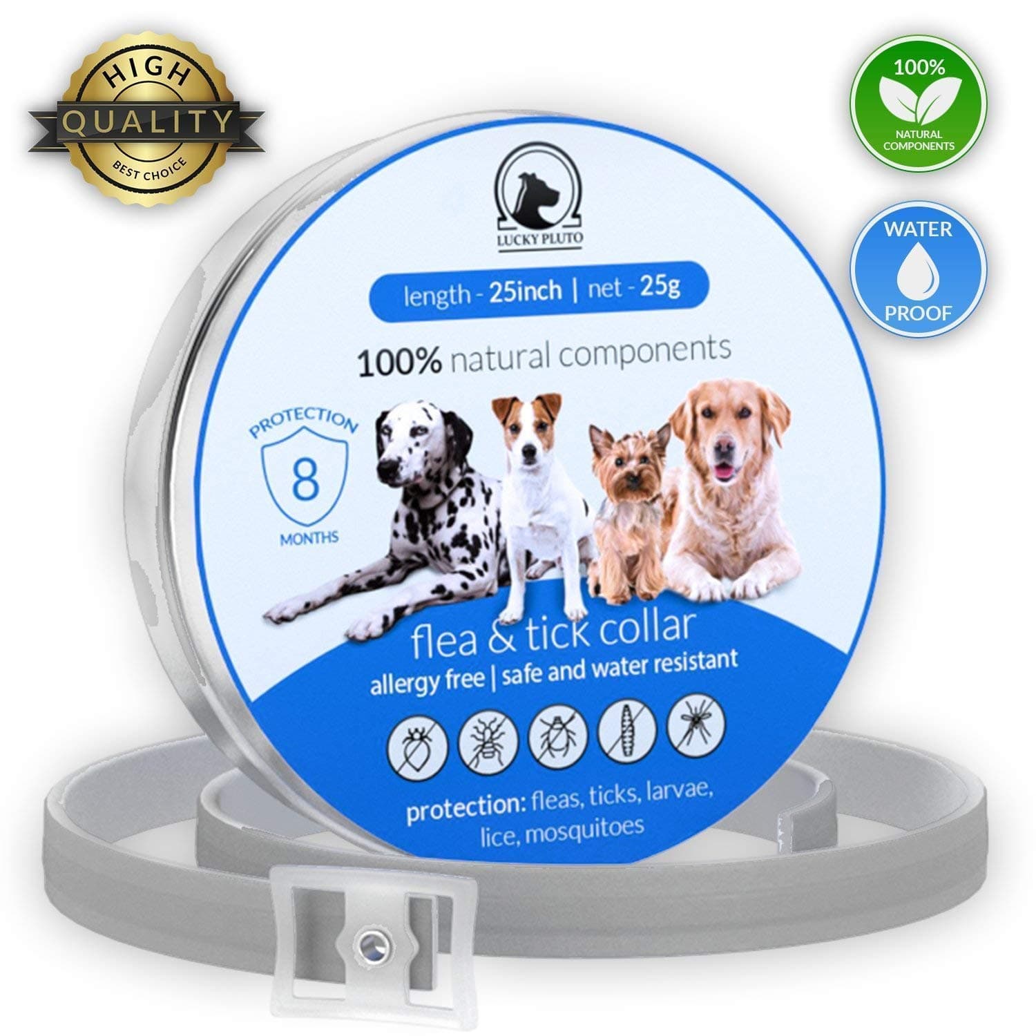 Lanalux Flea Collar - Flea and Tick Prevention for Dogs One Size Fits All - Flea Control 8 Months Protection & Treatment Hypoallergenic Tick Collar Insect Repellent Collar with Natural Plant Extracts
