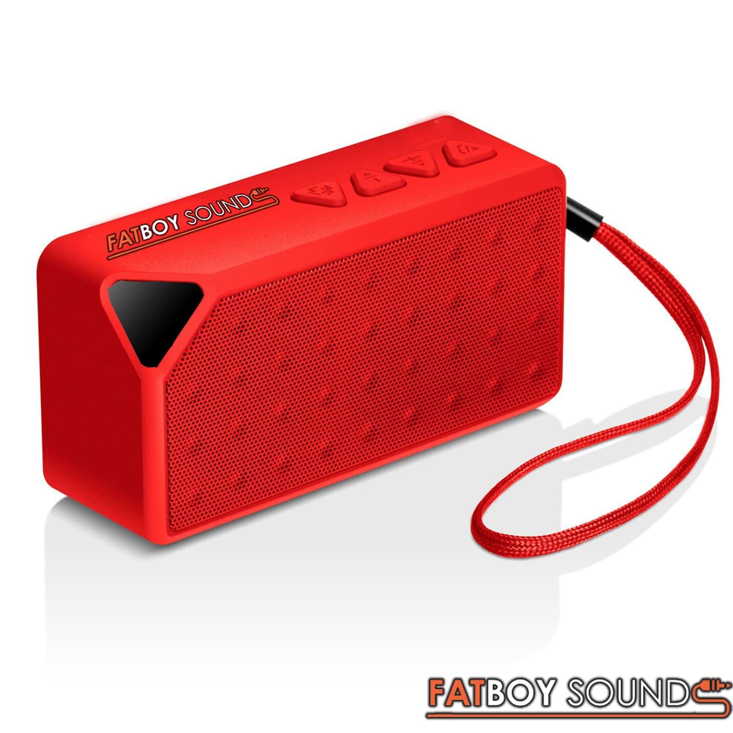 Fatboy Sounds Bluetooth Speaker - 6 Hours Battery - Built-in Mic for Hands Free Speakerphone - 33 Foot Range up - Rechargeable & Removable Lithium Ion Battery - Wireless - Mini Size Speaker AUX Line in & Microsd Card Slot Allows Audio Music Playback works with Iphone Iphone6 6plus, 6+ 6, 5s 5c Samsung Galaxy S5, Active, S4, Note 4, Lg G3, HTC One M8, Other Smart Cell Phones and Most Bluetooth Enable Devices, tablets , Laptops , Desktops Designed by Musicians For The Most Discerning Audiophile - RED
