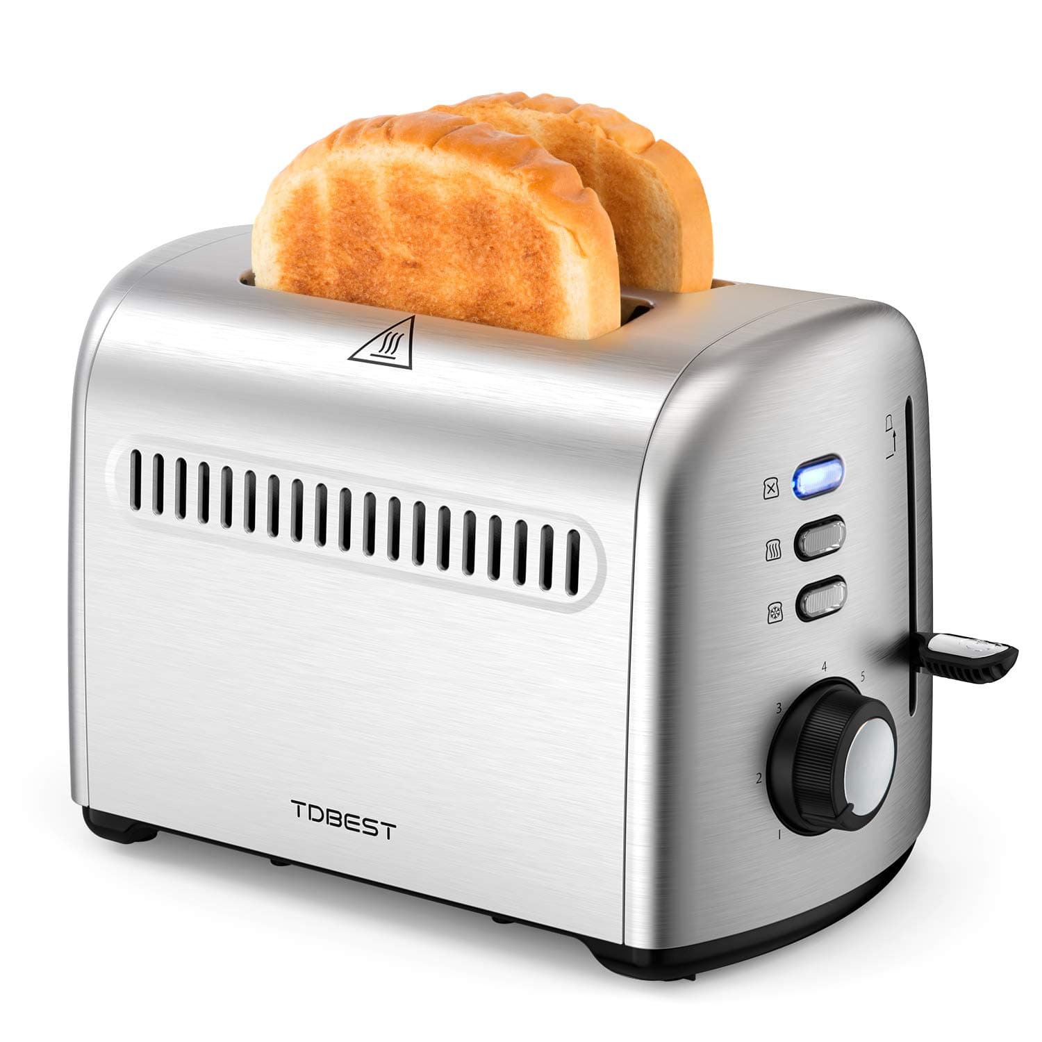 2-Slice Toaster, Tdbest with 7 Toast Shade Level Settings, Stainless Steel Toaster for Home and Breakfast
