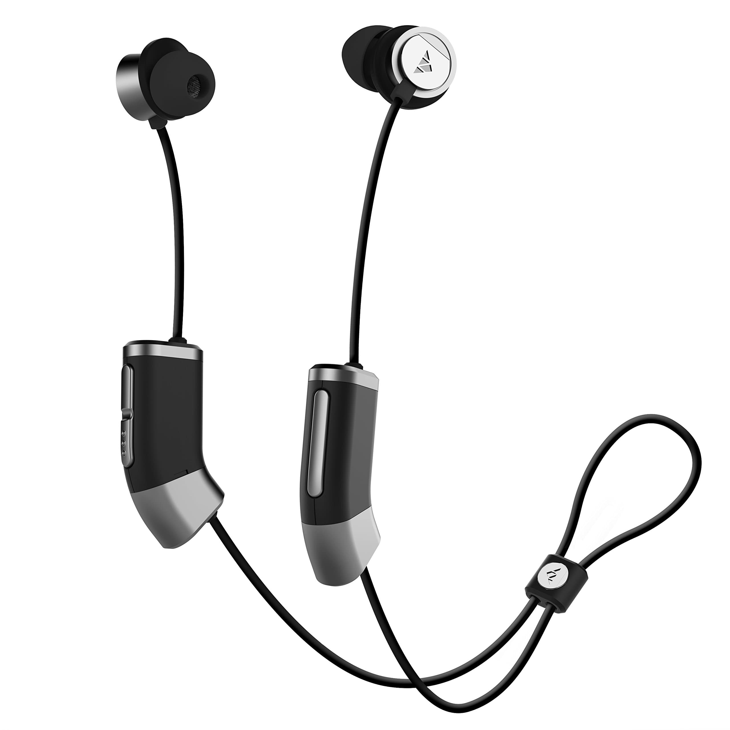 Zipbuds 26 Bluetooth Wireless Custom Fit in-Ear Headphones: HD Stereo Sound Waterproof Sweatproof 15-Hour Supercharged Battery (Black & Space Gray)
