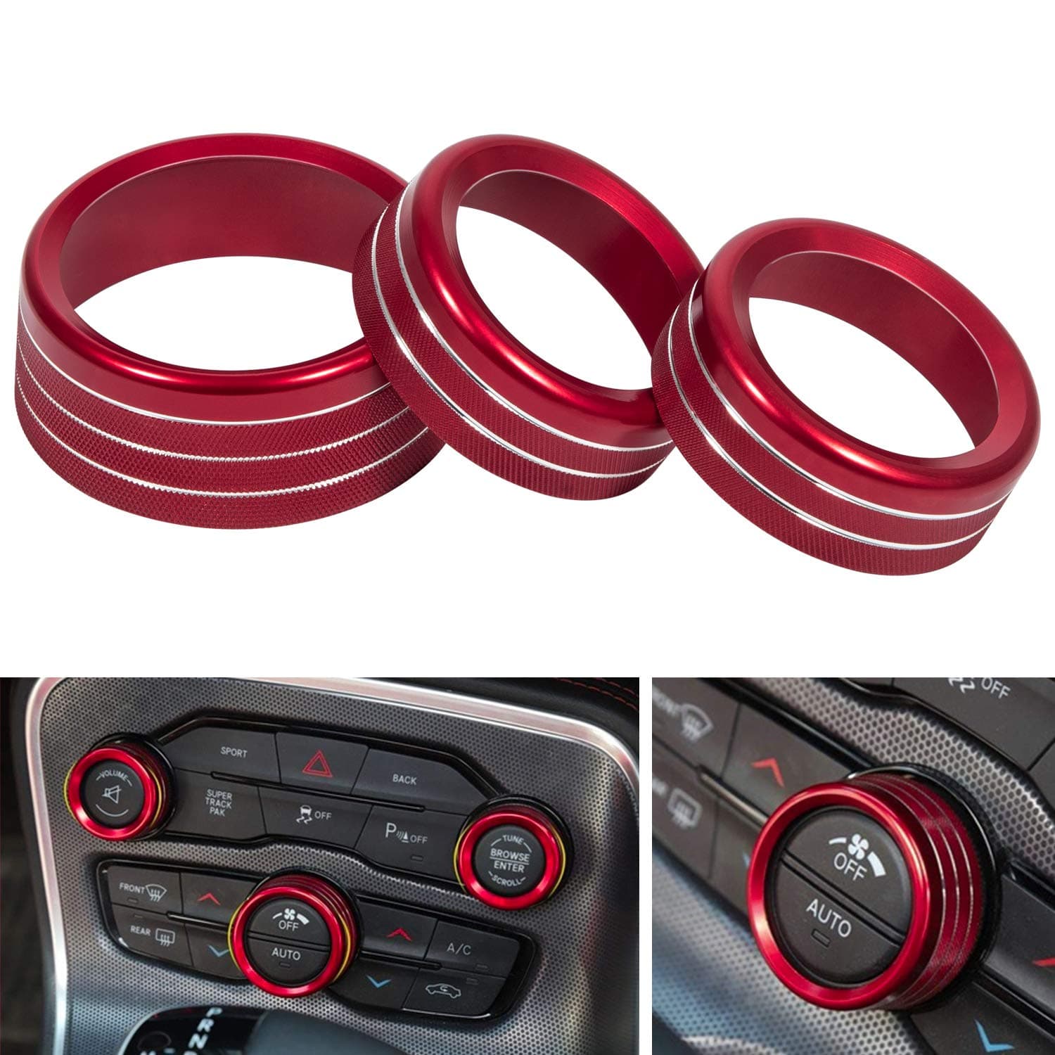 Air Conditioner CD Switch Button Knob Aluminum Alloy Cover Compatible with 2015 2016 2017 2018 2019 2020 2021 Dodge Challenger Charger for Chrysler 300 300s, Ram 2013-2018