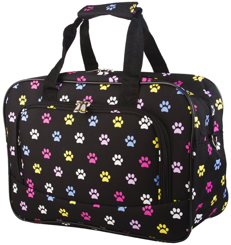 Multicolor Pawprint Overnight Travel Bag
