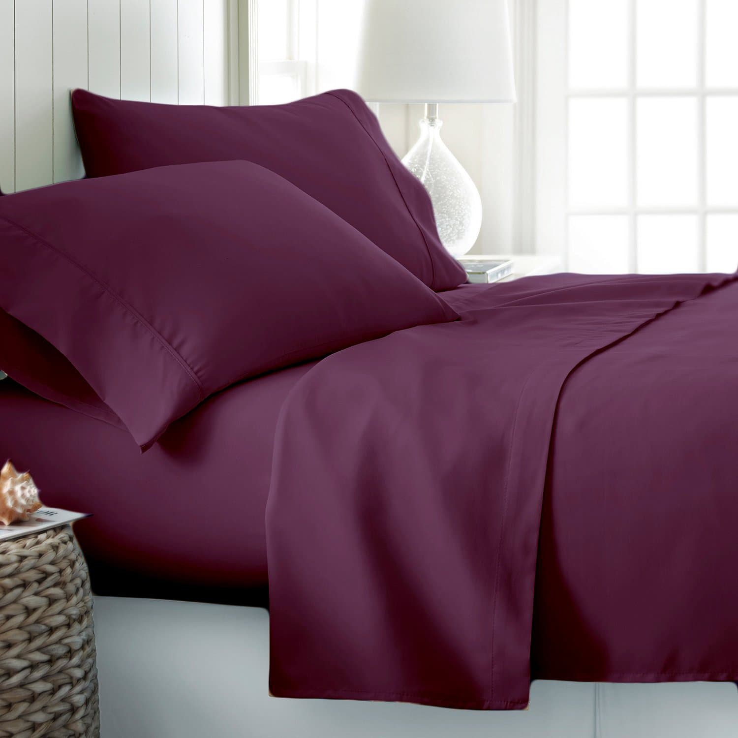 Jasmin Elinor 100% EGYPTIAN COTTON 3 PIECE 200 THREAD COUNT DUVET COVER PILLOWCASE BED SET (Double, Purple)