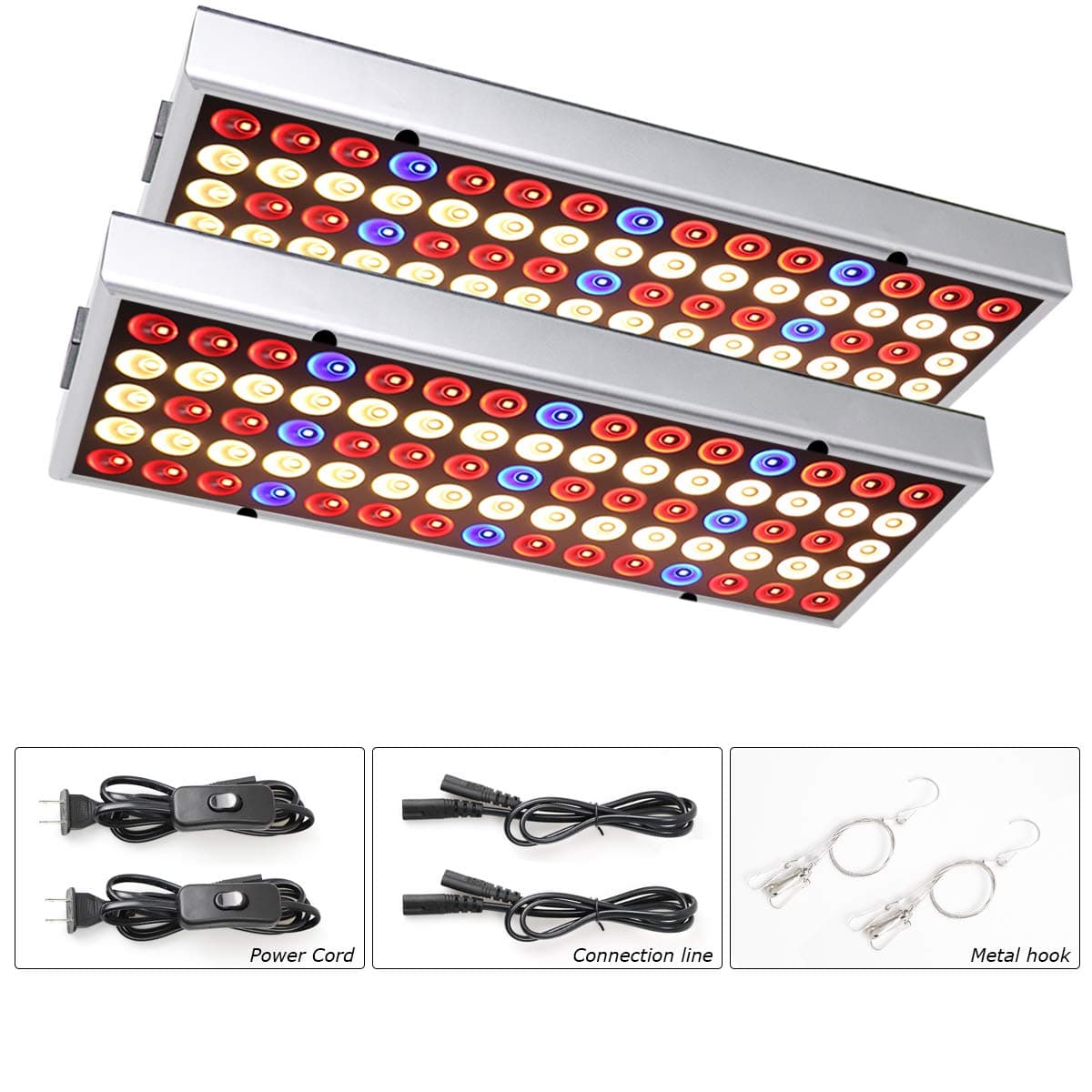 Grow Light for Indoor Plants,2-Pack Full Spectrum Plant Light with IR & UV LEDs for Seedlings/Micro Greens/Clones,Can Be Connected Max 8 Panels (Size: 12.2 x 4.7 inches)