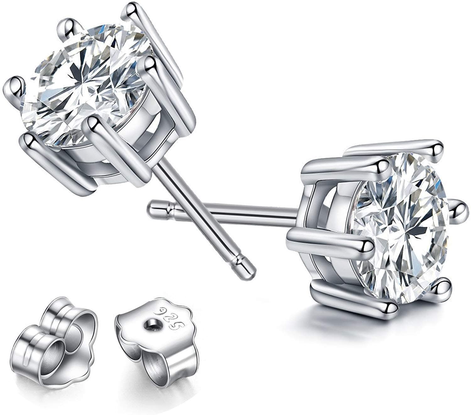 925 Sterling Silver Stud Earrings Set with 6MM Cubic Zirconia Stones.Beautiful jewellery for special