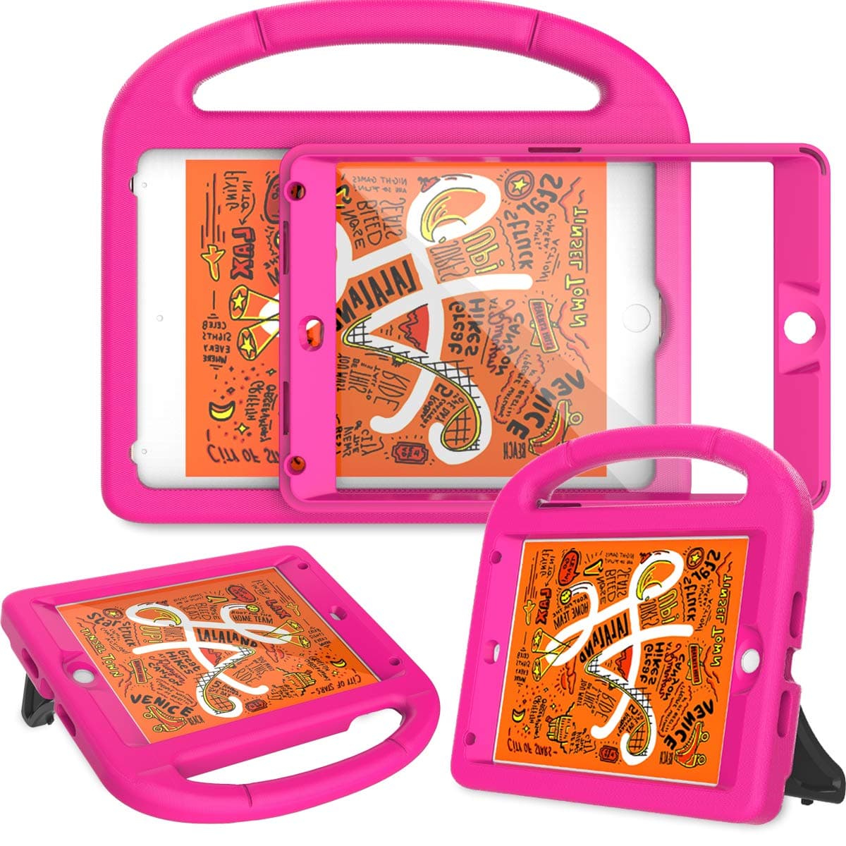 AVAWO Kids Case Built-in Screen Protector for New iPad Mini 5 2019 - Shockproof Handle Stand Kids Friendly Compatible with iPad Mini 4th 5th Generation Latest Gen (Rose)