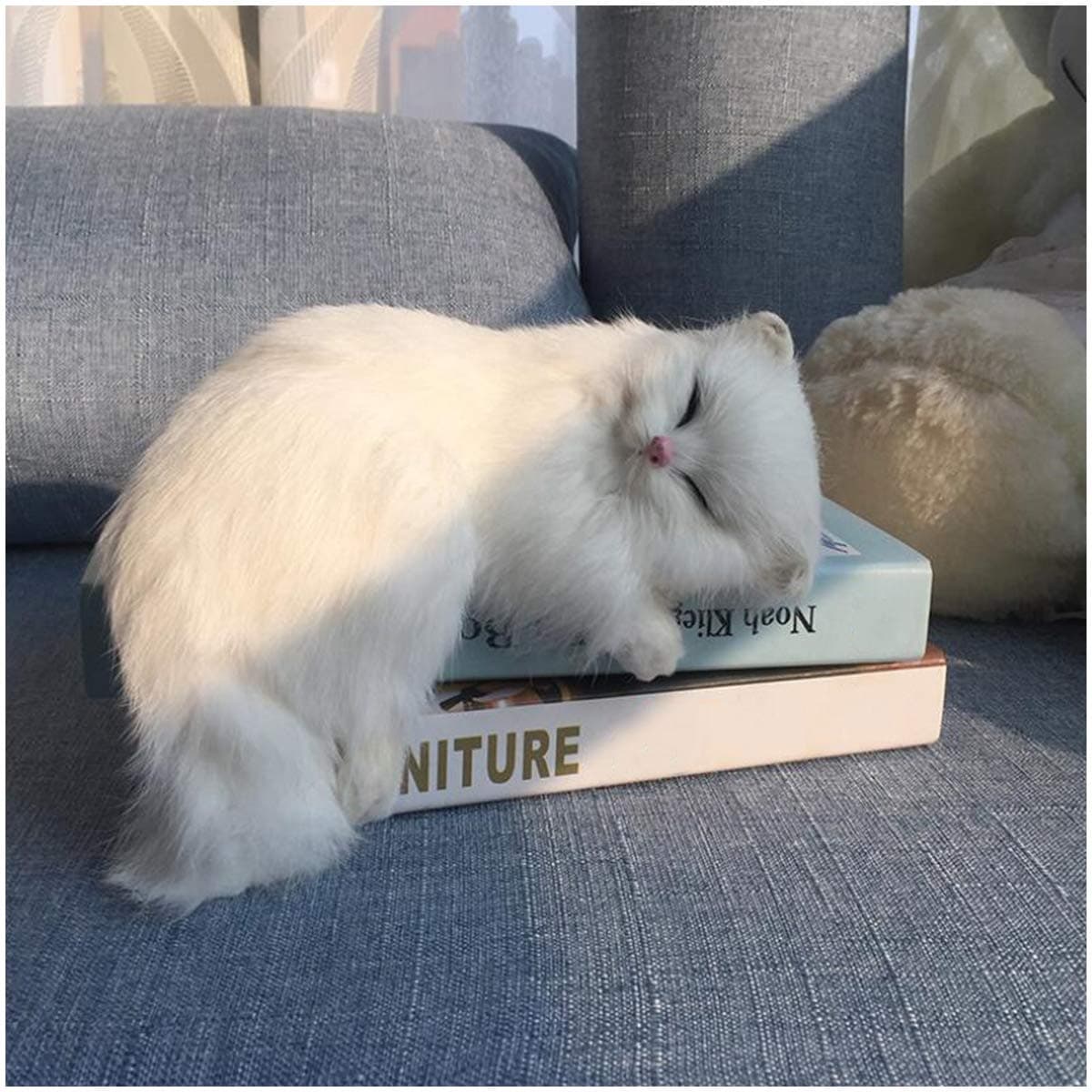 LUCKFY Realistic Plush Cat Simulation Model - Lifelike Cat Toy Stuffed Kitten Figurine - for Home Decoration Ornaments Kids Birthday Gift