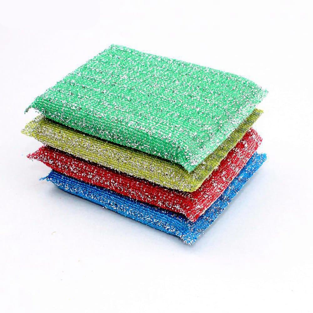 4 PCS Kitchen Sponge Dish Cloths Color Wash Towel Double Sided Square Shaped Clean Wipes