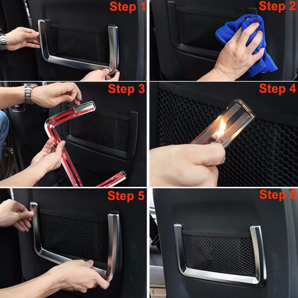 Pynxn - 2PCS Interior Front Seat Back Rear Storage Net Cover Trim Strip Decoration For 2015 Land Rover Discovery Sport Car Styling