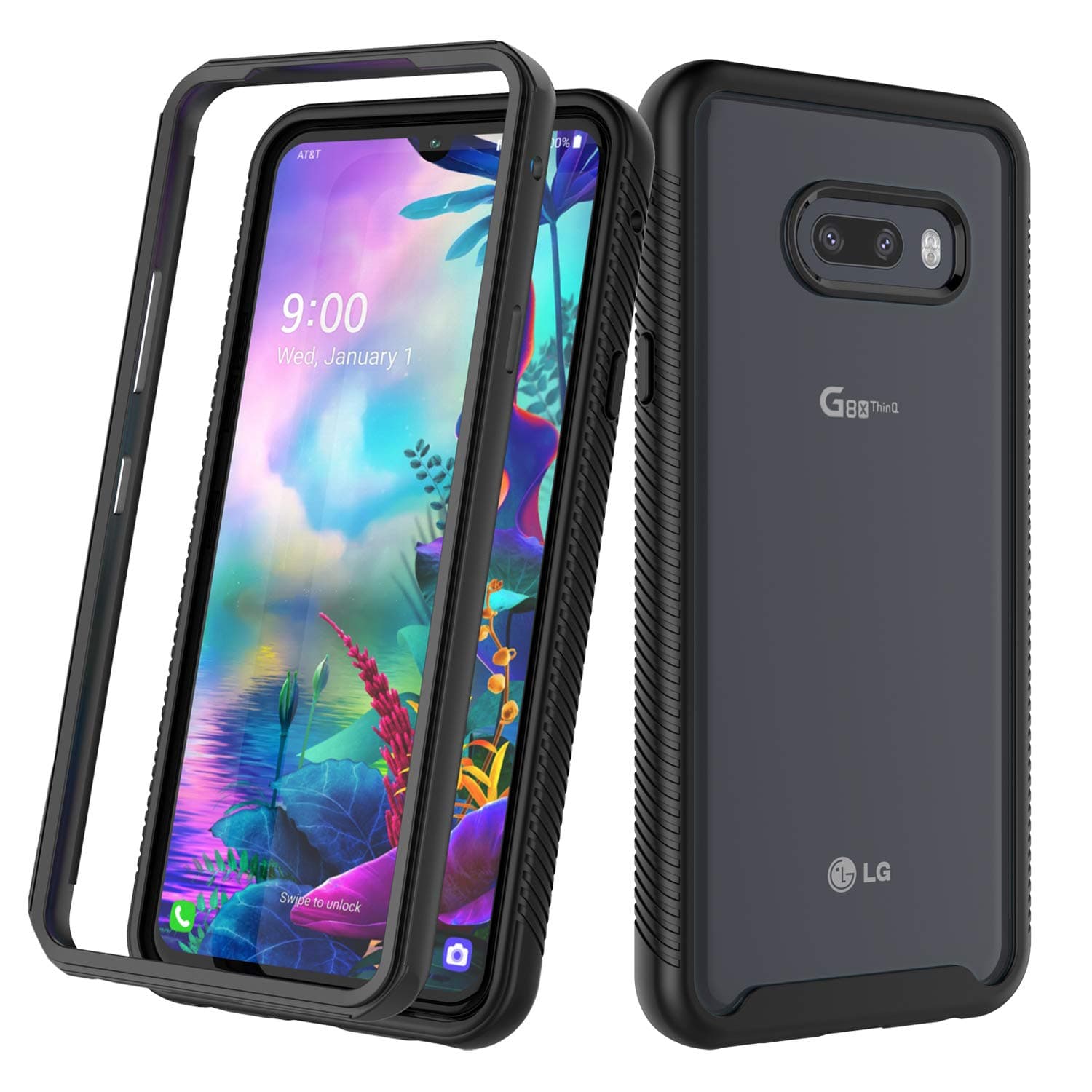 LG G8X ThinQ Case, LG V50S ThinQ Case, Takfox Dual Layer Rugged Armor Defender Shockproof Crystal [Clear] Back Case Full Body Protective Soft TPU Bumper Phone Case for LG G8X ThinQ/LG V50S ThinQ-Black