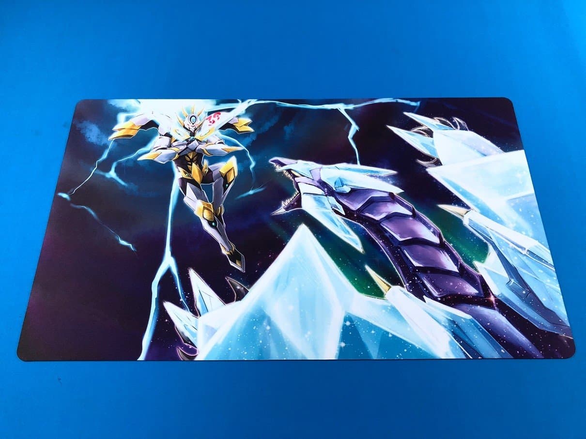 Yugioh Playmat Crystal Wing Synchro Dragon vs Utopia Lightning - Custom YuGiOh MTG Mousemat Playmat