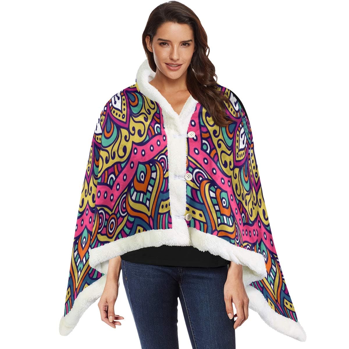 Poncho Cape Shawl Wrap Blanket Throw Indian Mandala Psychedelic Accessories Women Men