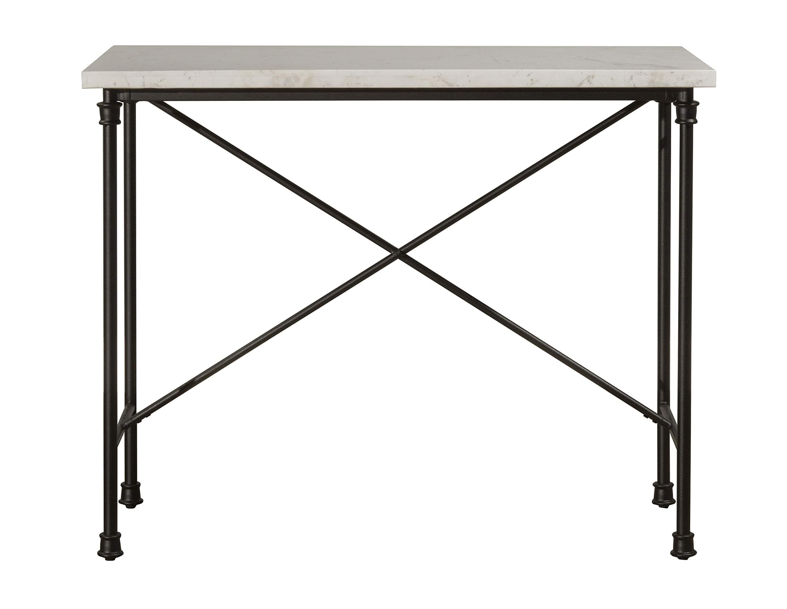 Stone & Beam Amber Metal Buffet Table Kitchen Storage Rack, 47.5"W, White, Carrera Marble, Black Metal