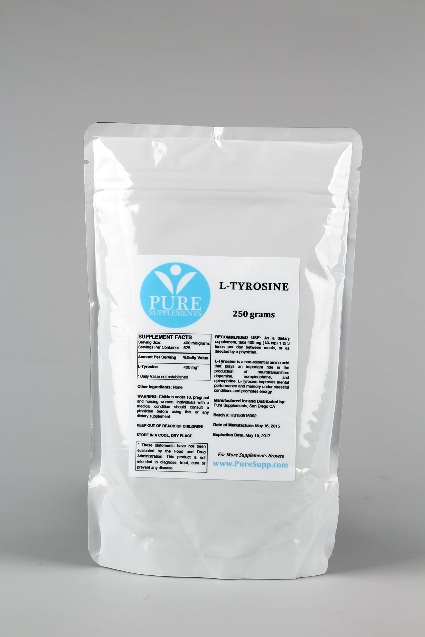 Pure Supplements L-Tyrosine Powder (250 Grams)