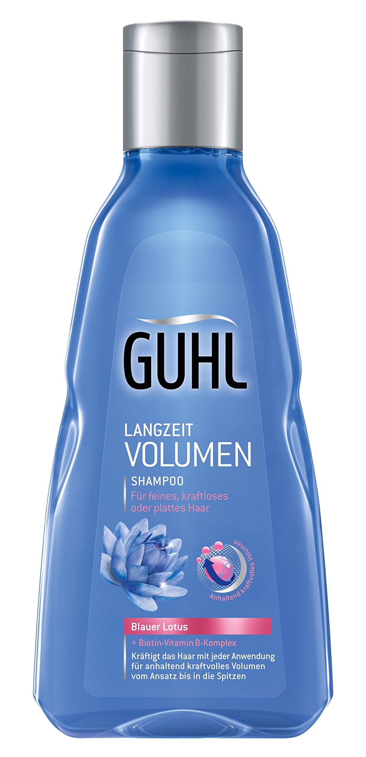 Guhl Long-Lasting Volume Shampoo - Pack of 2 (2 x 250 ml) - with Blue Lotus - Gives Powerful Volume - for Fine, Leafless Hair